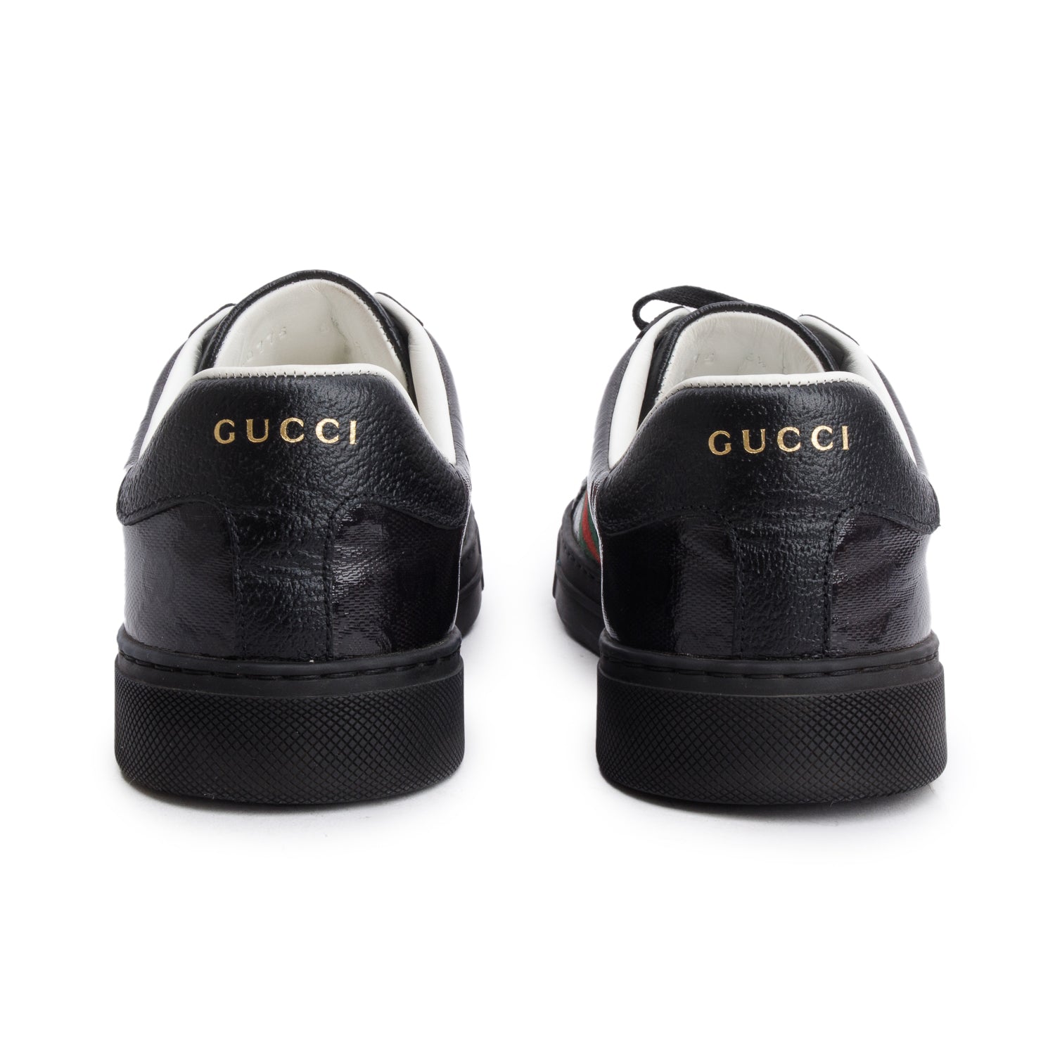 Gucci Black GG Crystal Supreme Monogram Ace Sneakers, Men's 6.5