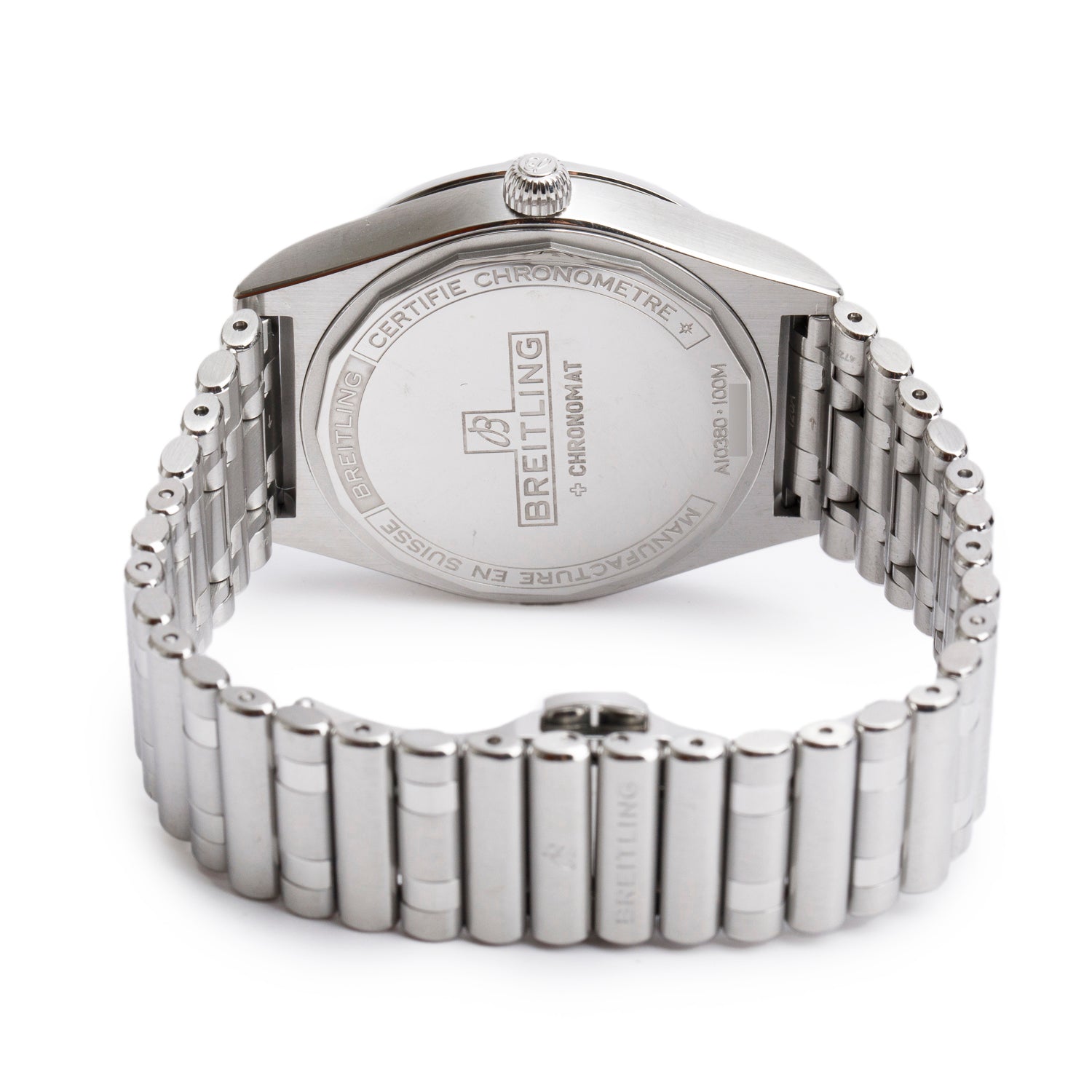 Breitling Stainless Steel Chronomat 36 MM Automatic Watch Blue Dial A10380 w/ Box & Papers