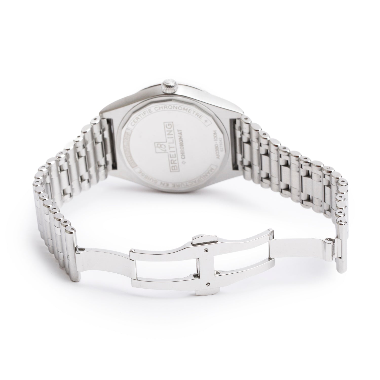 Breitling Stainless Steel Chronomat 36 MM Automatic Watch Blue Dial A10380 w/ Box & Papers