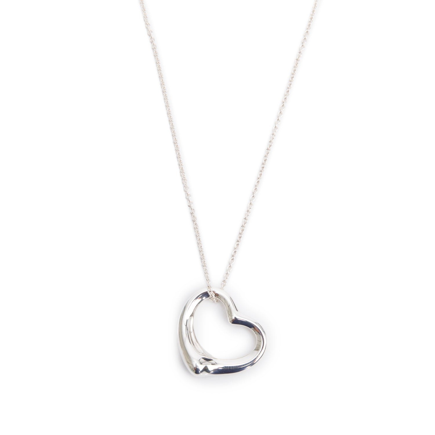Tiffany & Co. Sterling Silver Elsa Peretti Open Heart Pendant Necklace, 27 MM