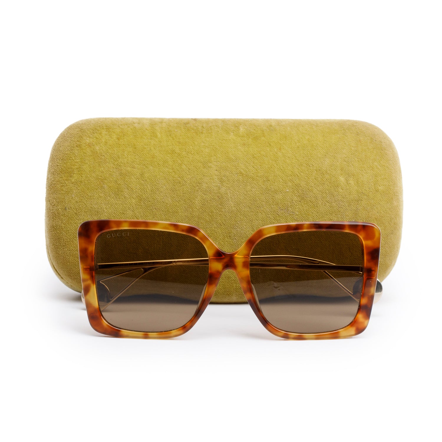 Gucci GG0435SA Tortoise Acetate Square Sunglasses w/ Case