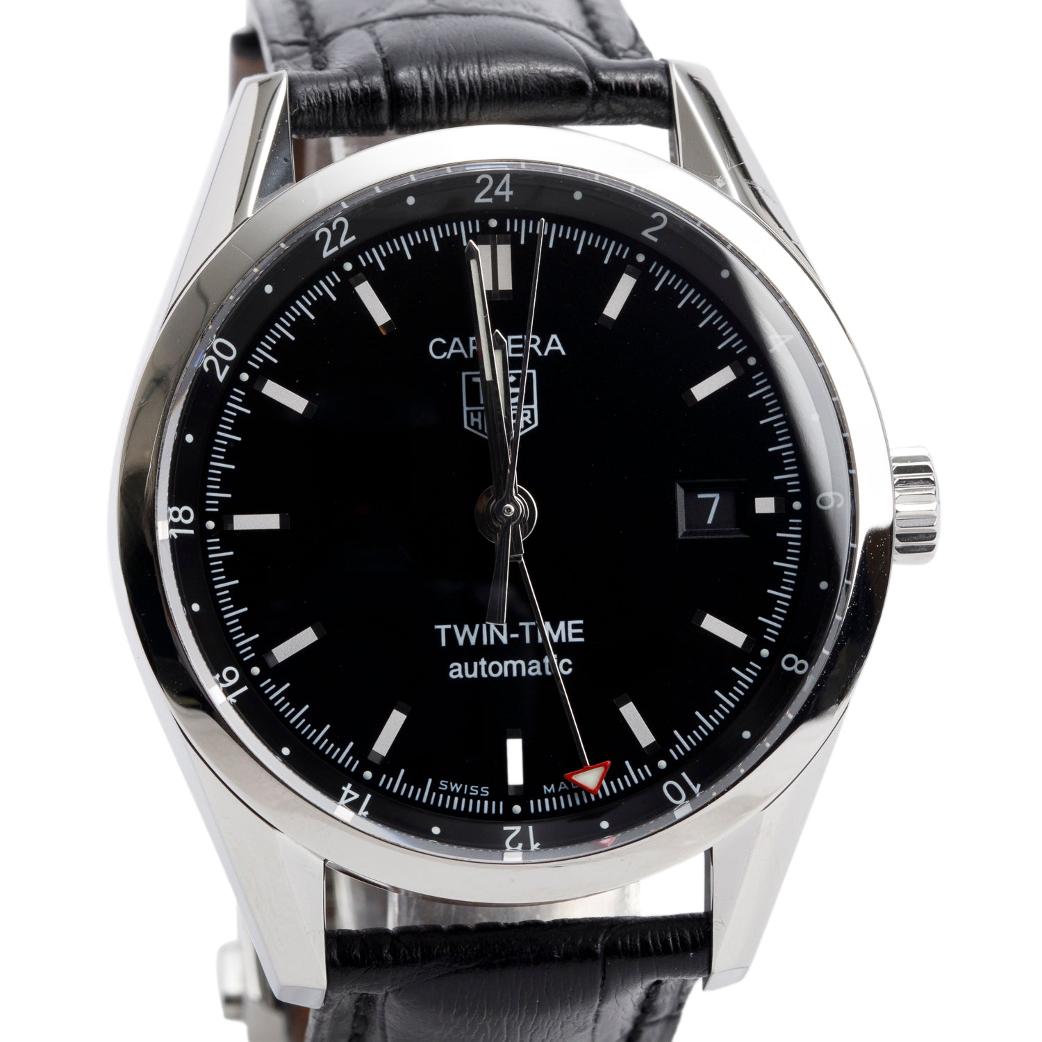 Tag Heuer Stainless Steel Carrera Twin-Time 39 MM Automatic Watch WV2115-0 w/ Papers