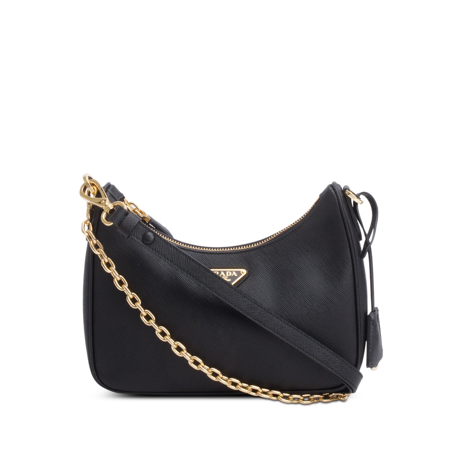 Prada Black Saffiano Lux Mini Re-Edition Shoulder Bag w/ Box & Straps