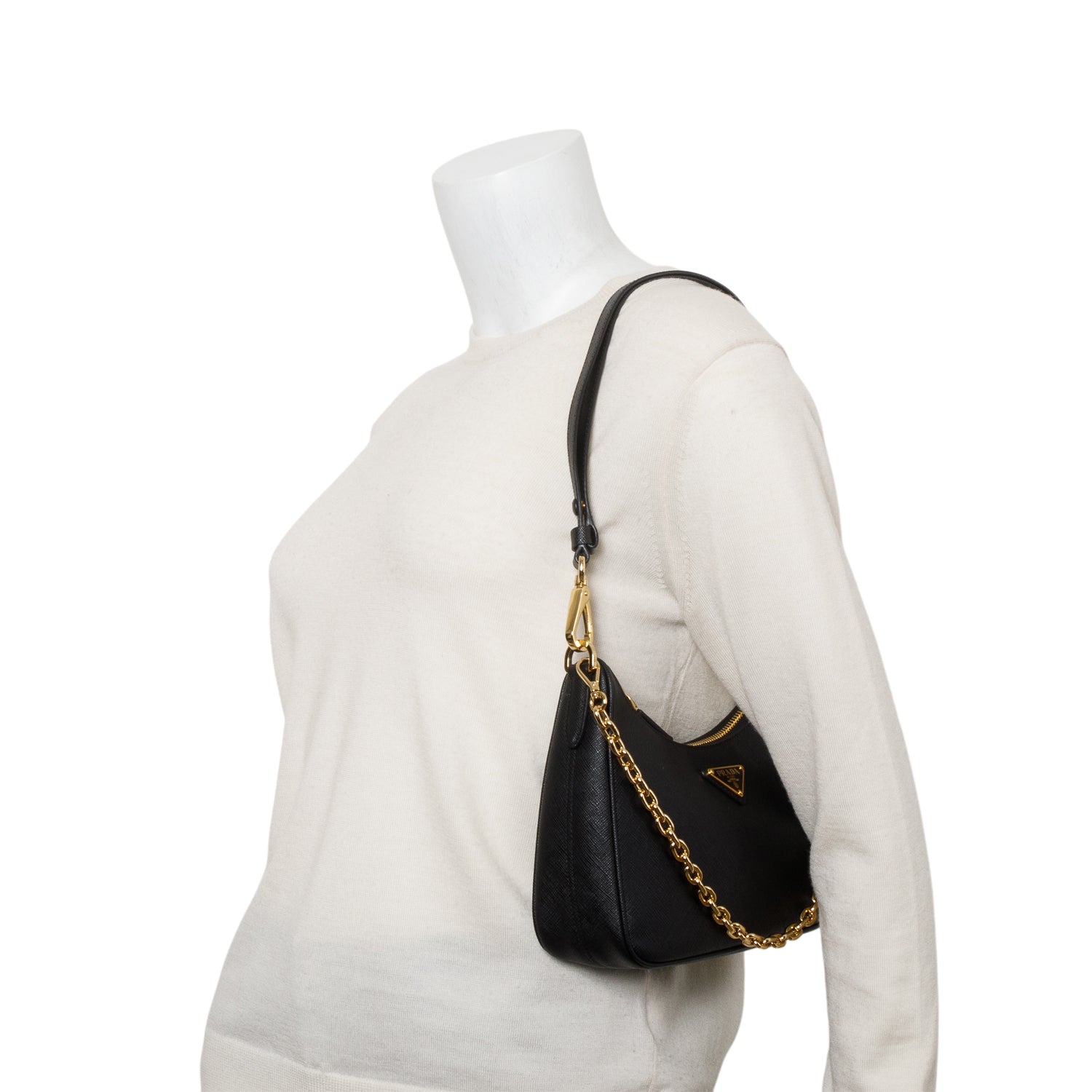 Prada Black Saffiano Lux Mini Re-Edition Shoulder Bag w/ Box & Straps