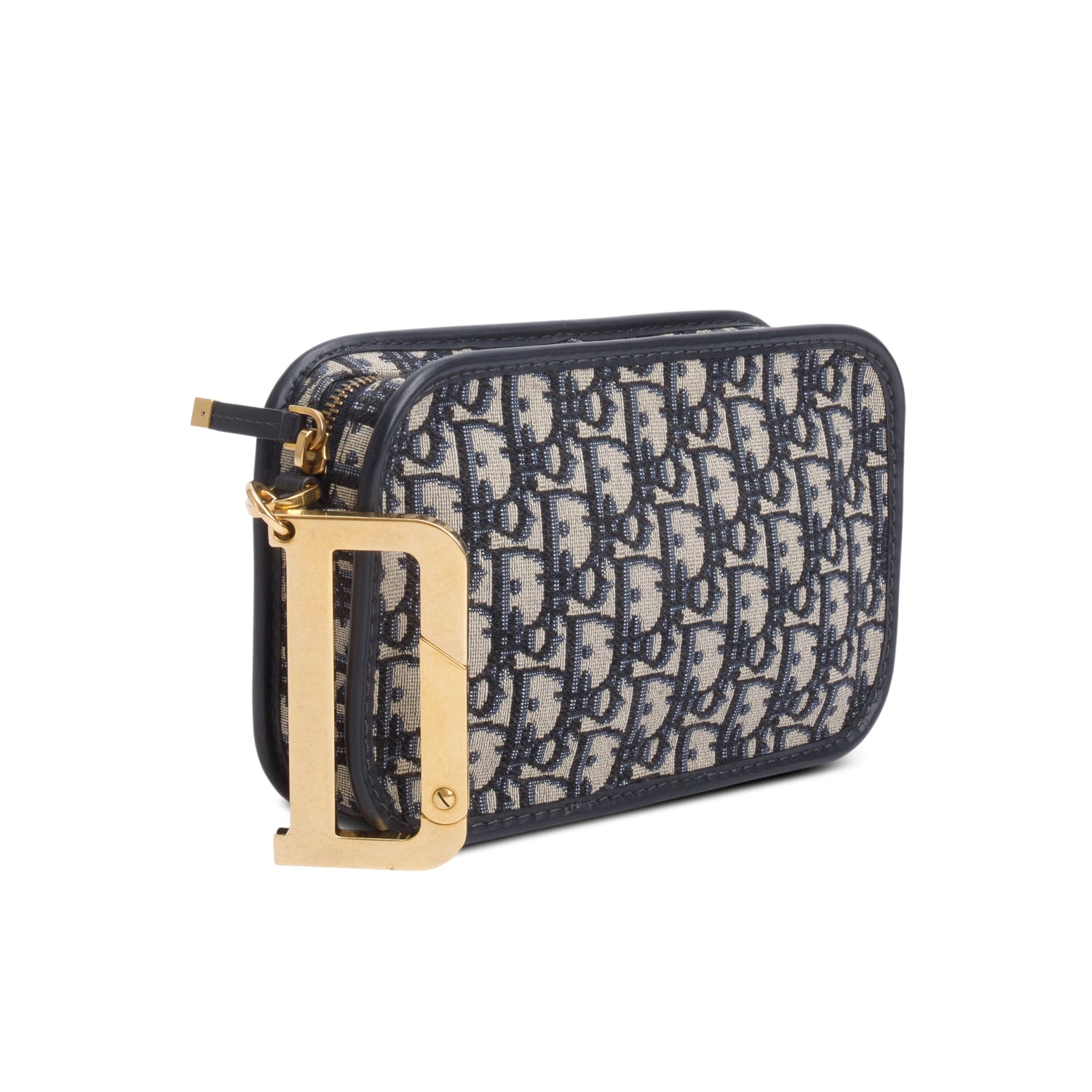 Christian Dior Navy Oblique Diorquake Clutch w/ Box & Authenticity Card