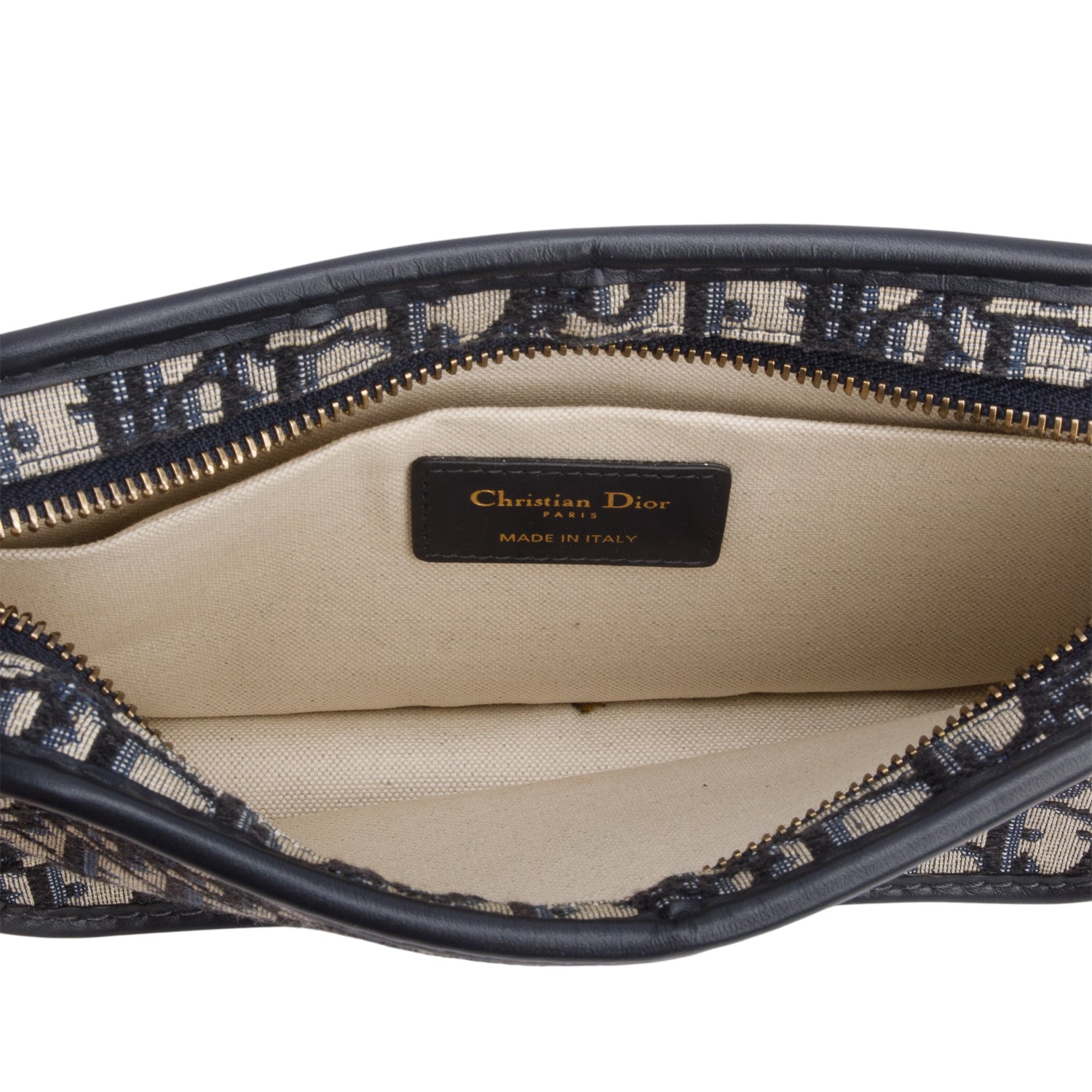 Christian Dior Navy Oblique Diorquake Clutch w/ Box & Authenticity Card