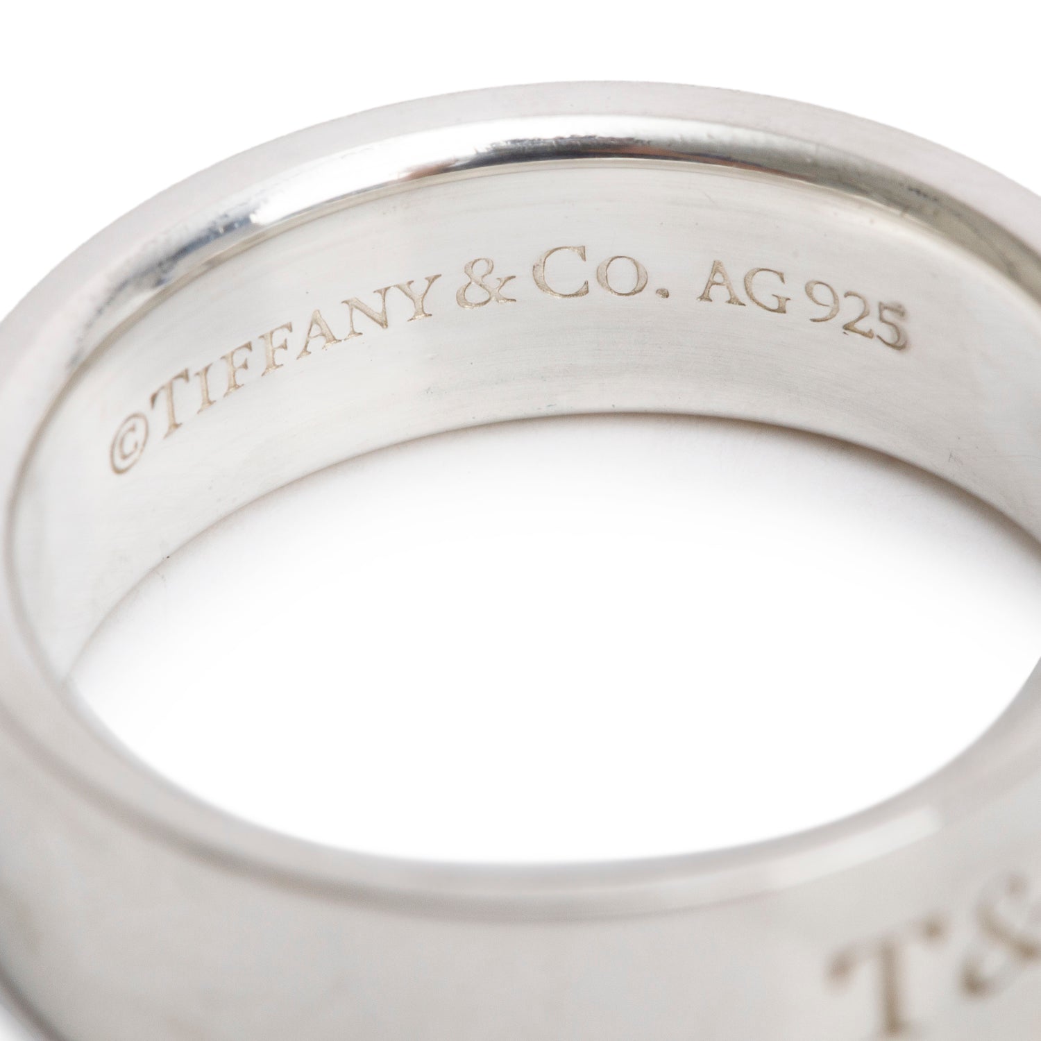 Tiffany & Co. Sterling Silver Diamond Lock 6 MM Band Ring, Size 6.5