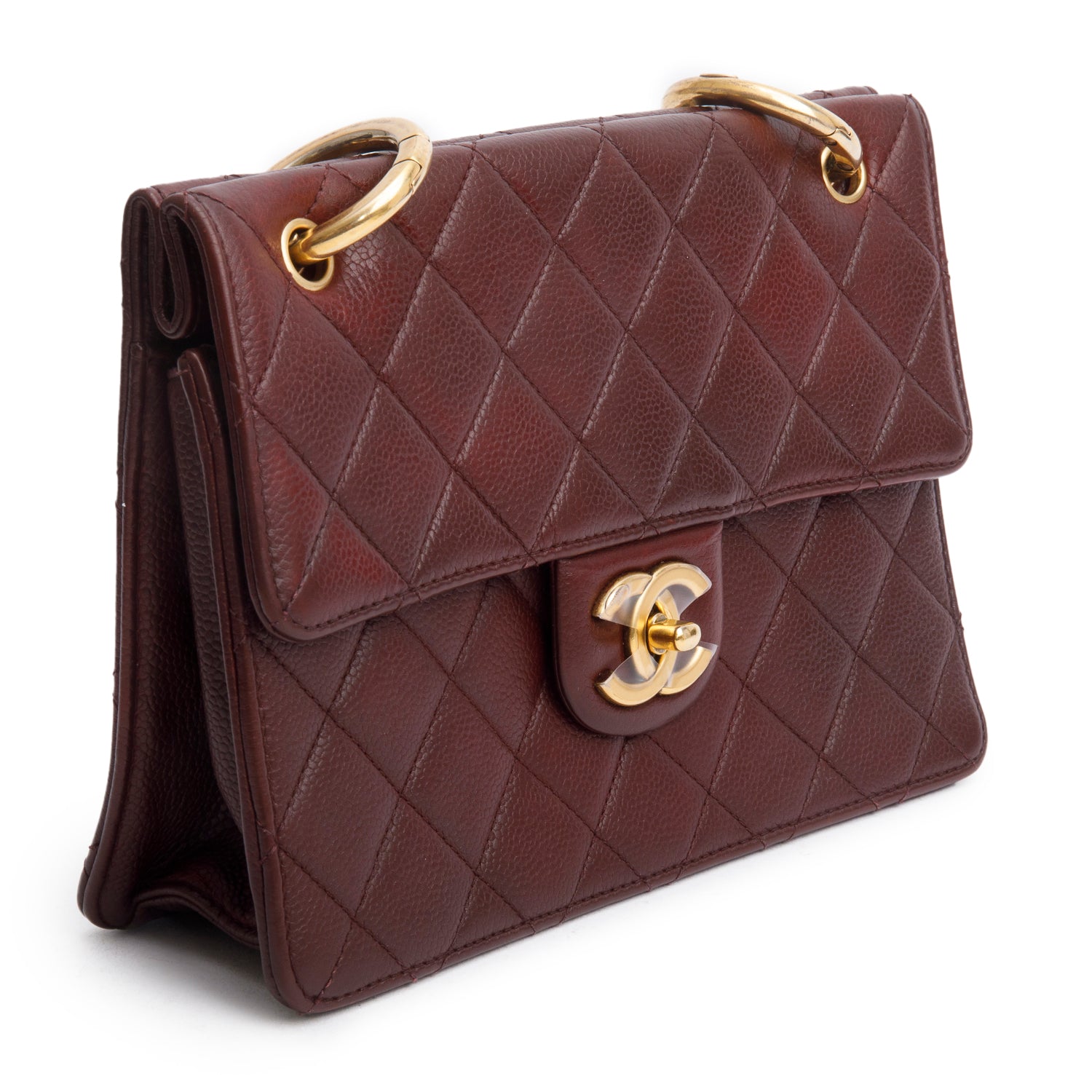 Chanel Burgundy Caviar Quilted Medium Retro Class Flap Bag