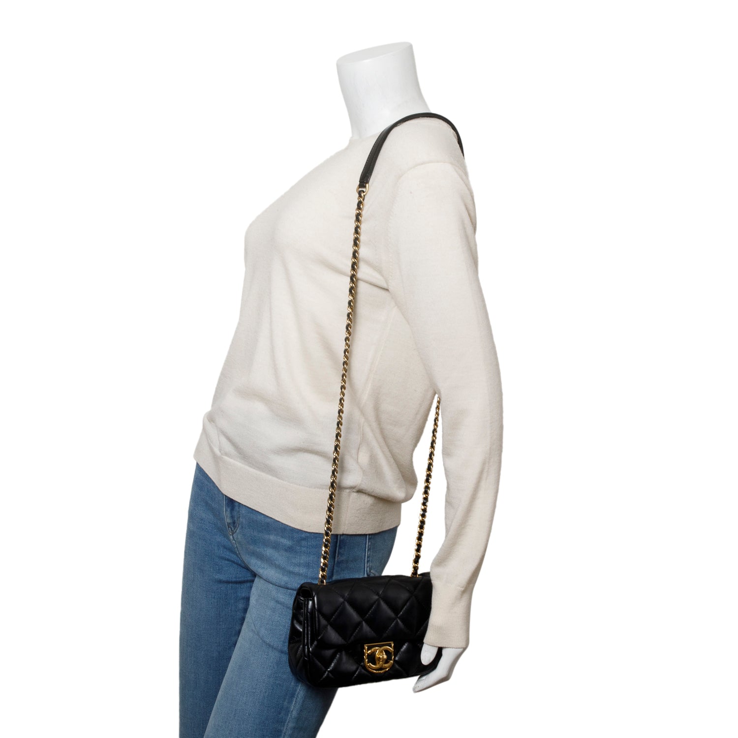 Chanel Black Quilted Calfskin Leather Mini CC Matelasse Flap Bag w/ Box
