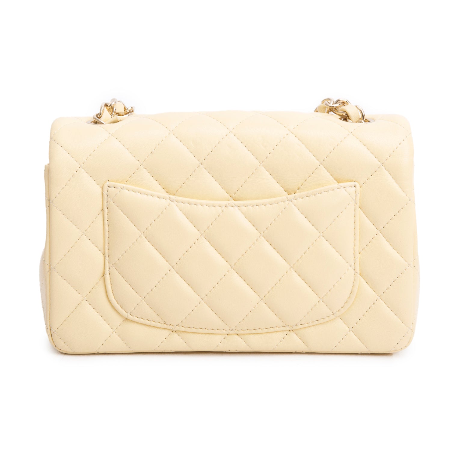 Chanel 2020 Yellow Lambskin Quilted Mini Rectangular Flap Bag w/ Box, Receipt & Authenticity Card
