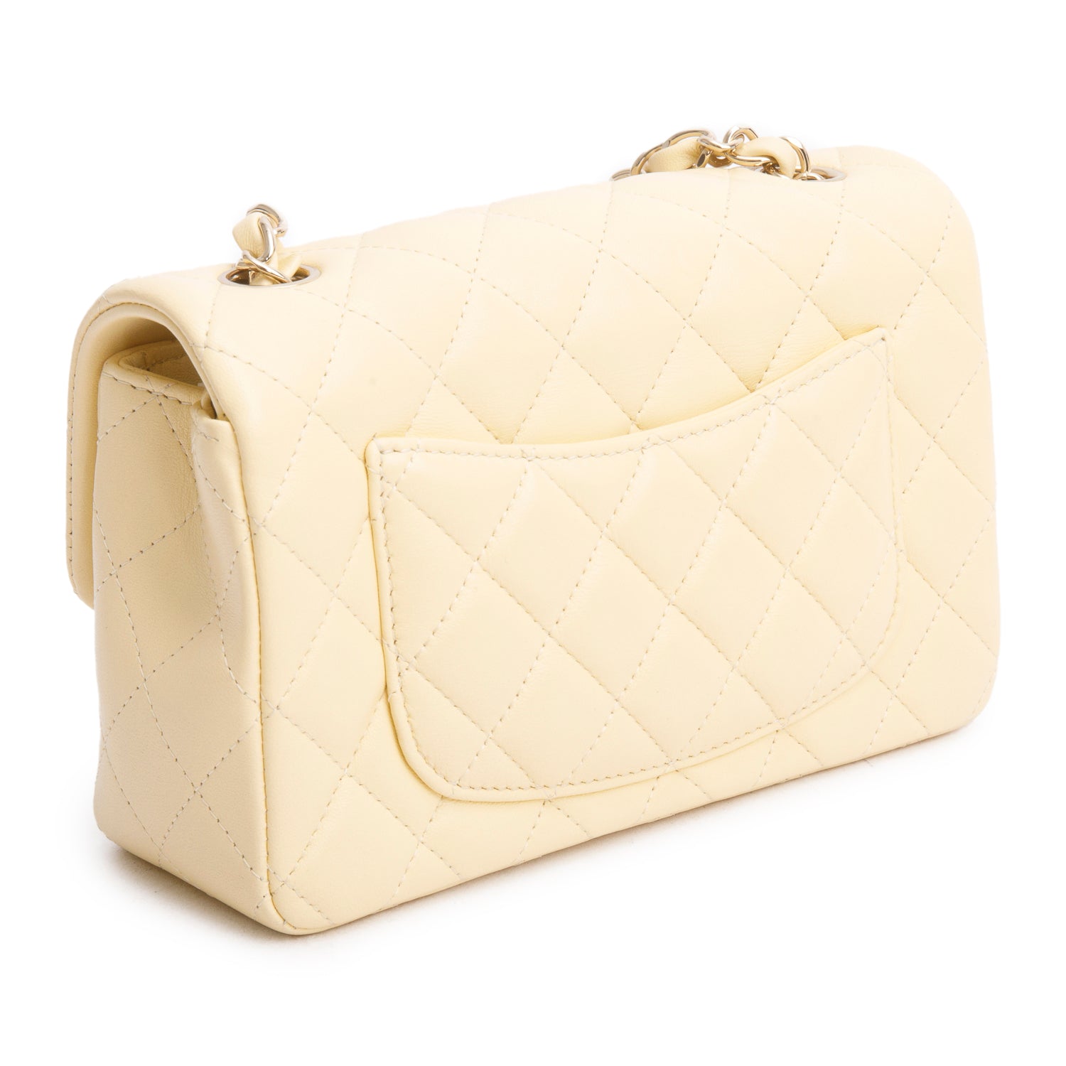 Chanel 2020 Yellow Lambskin Quilted Mini Rectangular Flap Bag w/ Box, Receipt & Authenticity Card