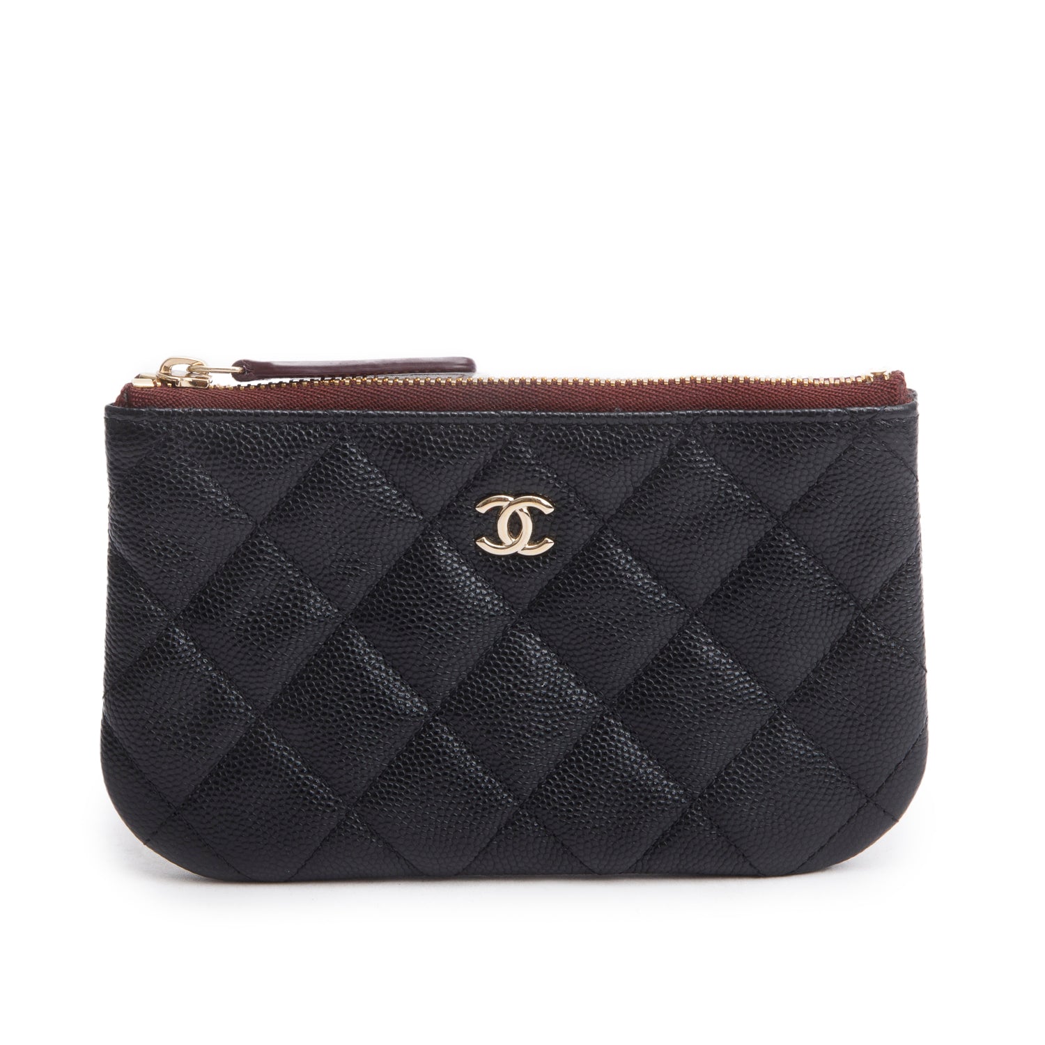 Chanel 2024 Black Quilted Caviar Leather Small Classic Zipped Pouch w/ Box & Receipt