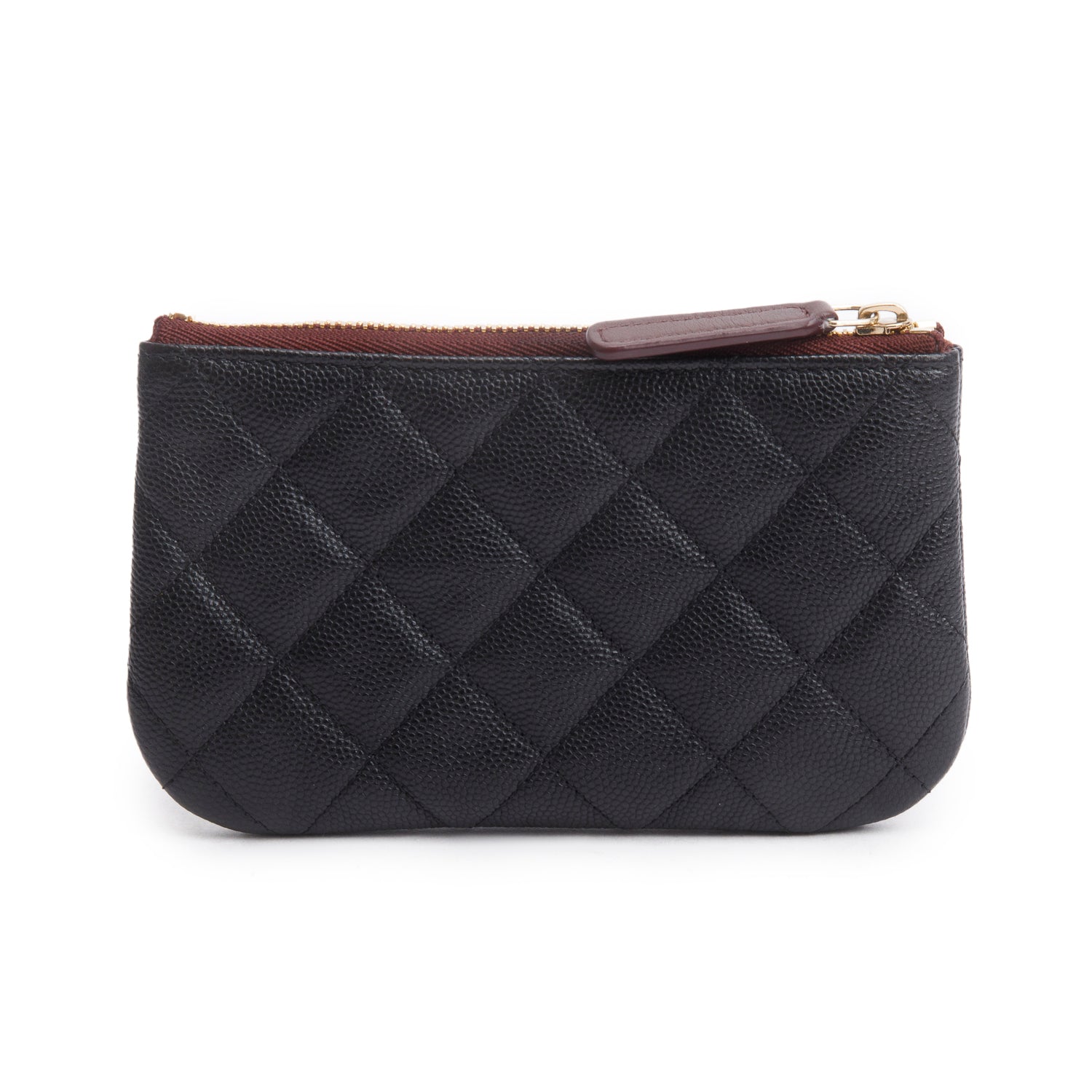 Chanel 2024 Black Quilted Caviar Leather Small Classic Zipped Pouch w/ Box & Receipt
