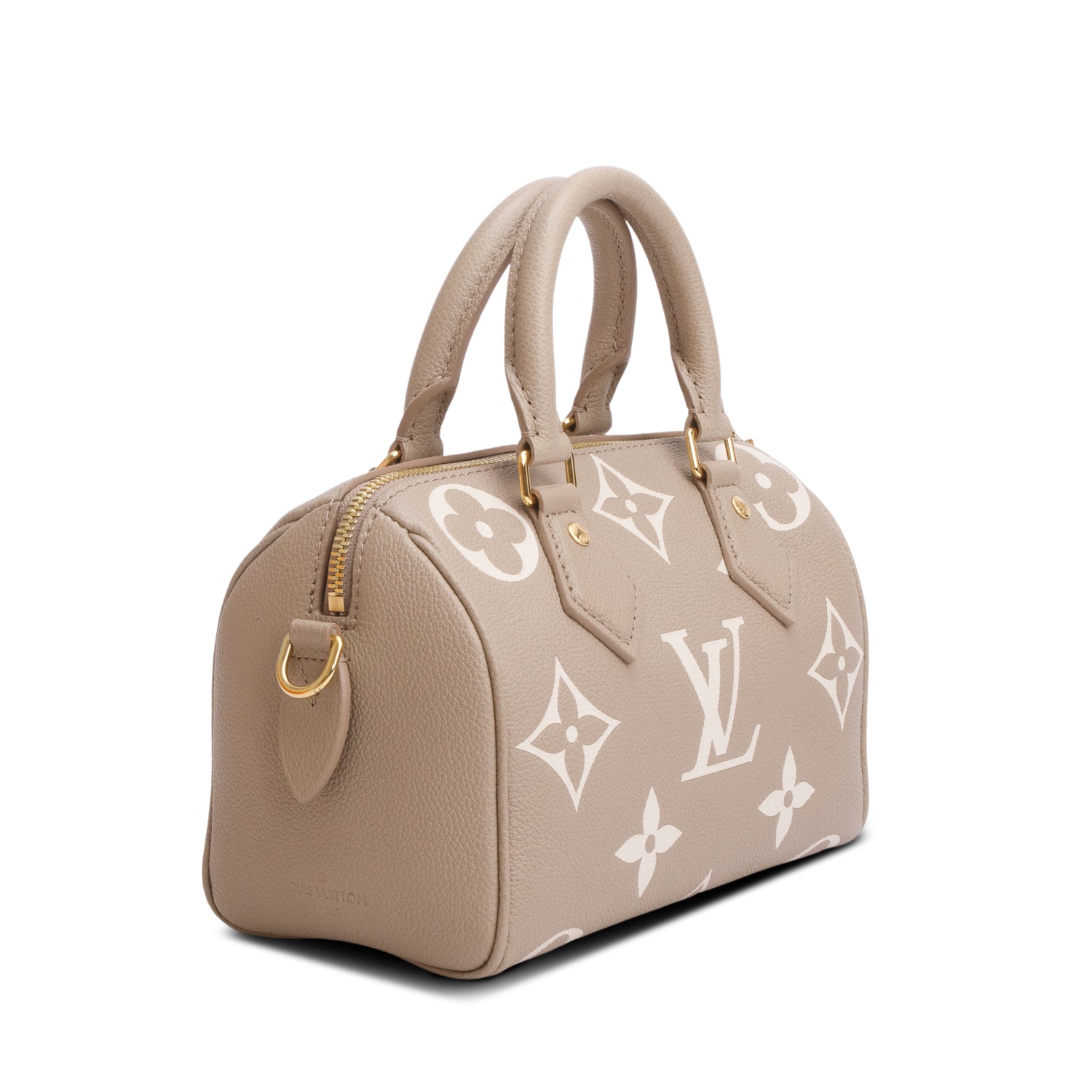 Louis Vuitton 2025 Taupe Empreinte Monogram Giant Speedy Bandouliere 20 w/ Box, Strap & Receipt