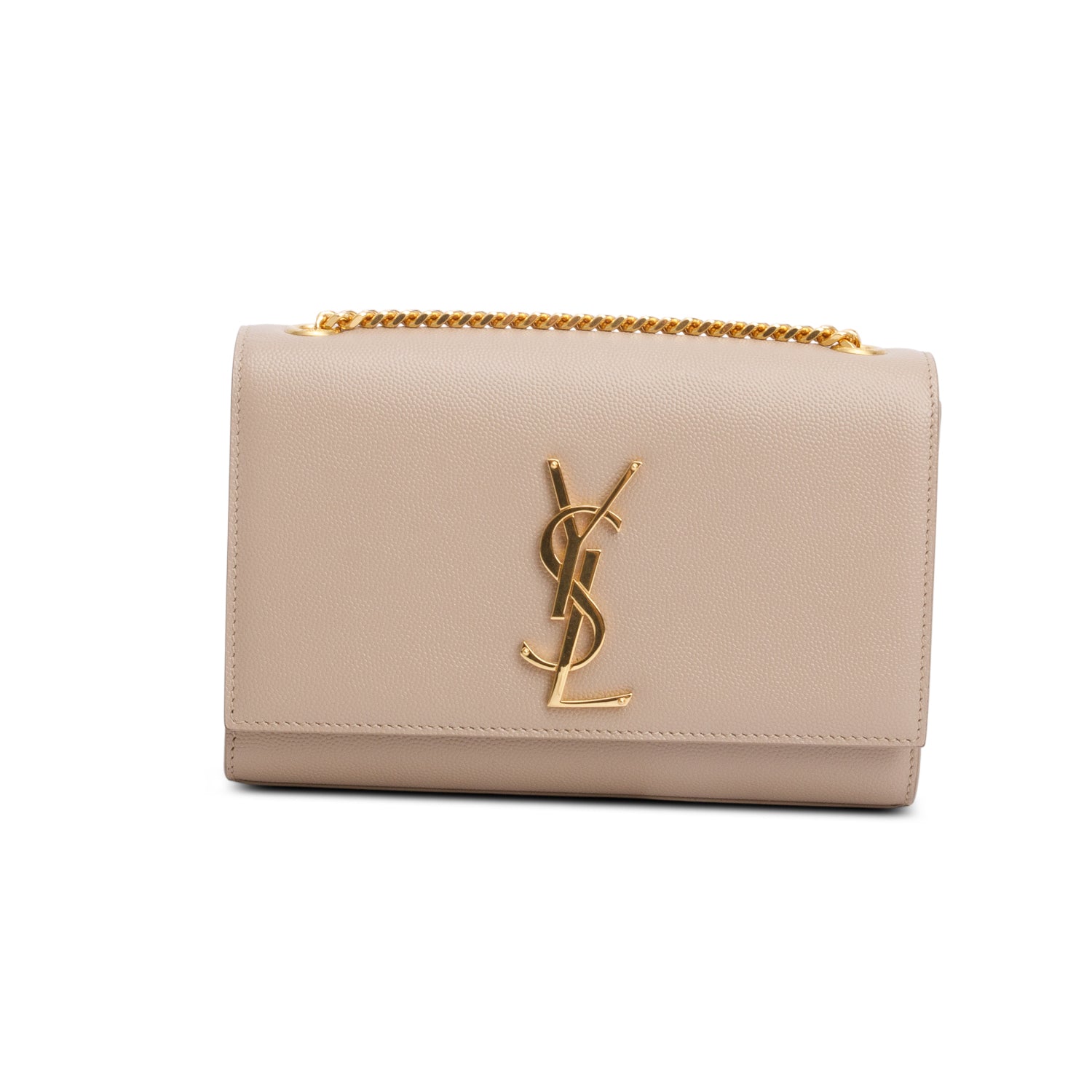 Saint Laurent 2022 Beige Grain De Poudre Small Monogram Kate Satchel w/ Box & Receipt