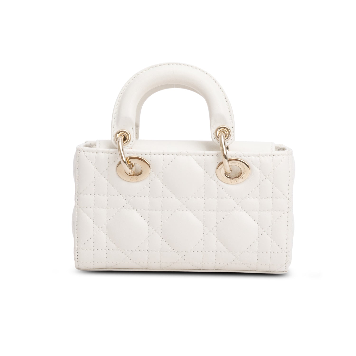 Christian Dior 2024 White Lambskin Cannage Micro Lady D-Joy w/ Box & Straps