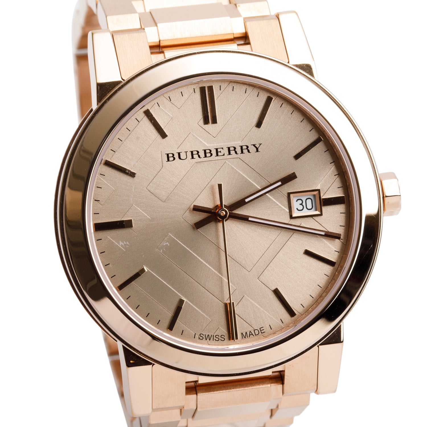 Burberry Rose Gold Plated Stainless Steel BU9034 The City 38 MM Quartz Watch w/ Box