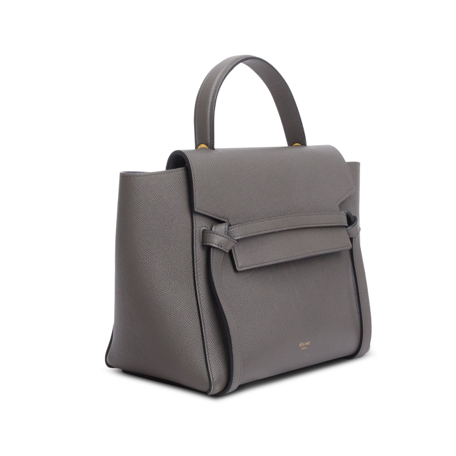 Celine Grey Grained Calfskin Micro Belt Bag w/ Strap