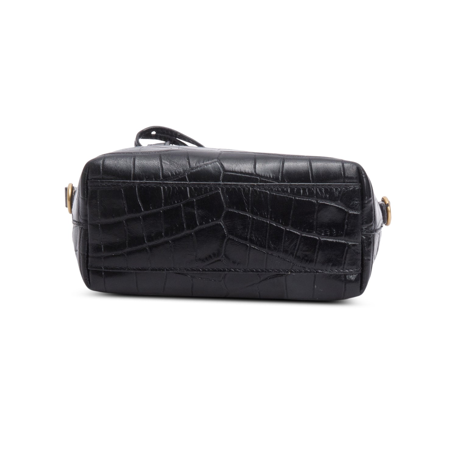 Saint Laurent 2023 Black Croc Embossed Calfskin Mini Toy Shopper Tote w/ Box, Strap & Receipt
