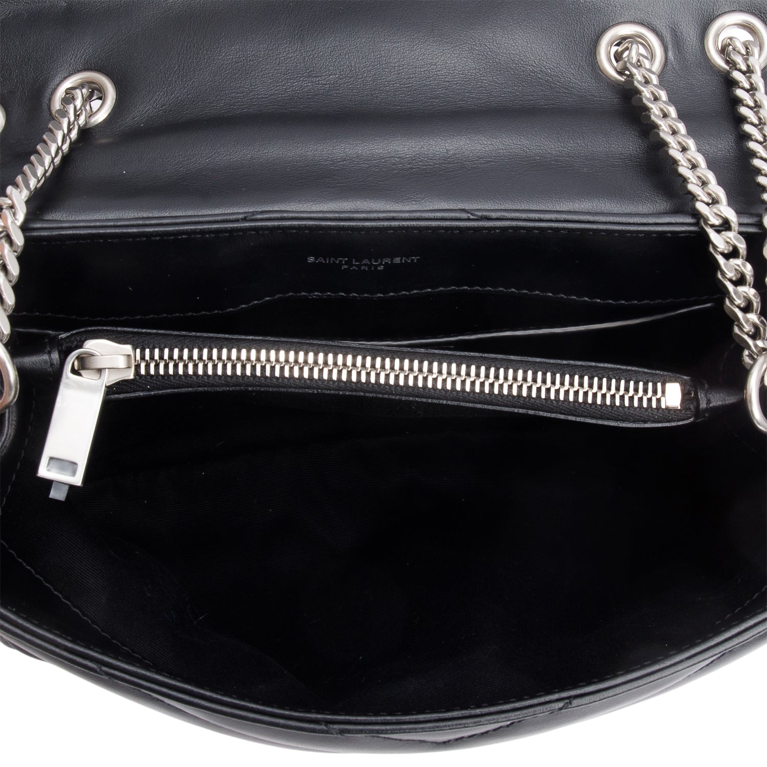 Saint Laurent 2021 Black Y Chevron Leather Small LouLou Shoulder Bag w/ Box & Receipt