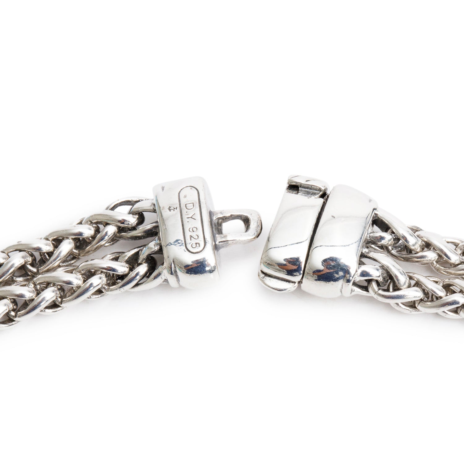 David Yurman Sterling Silver Diamond Double Wheat Chain Necklace