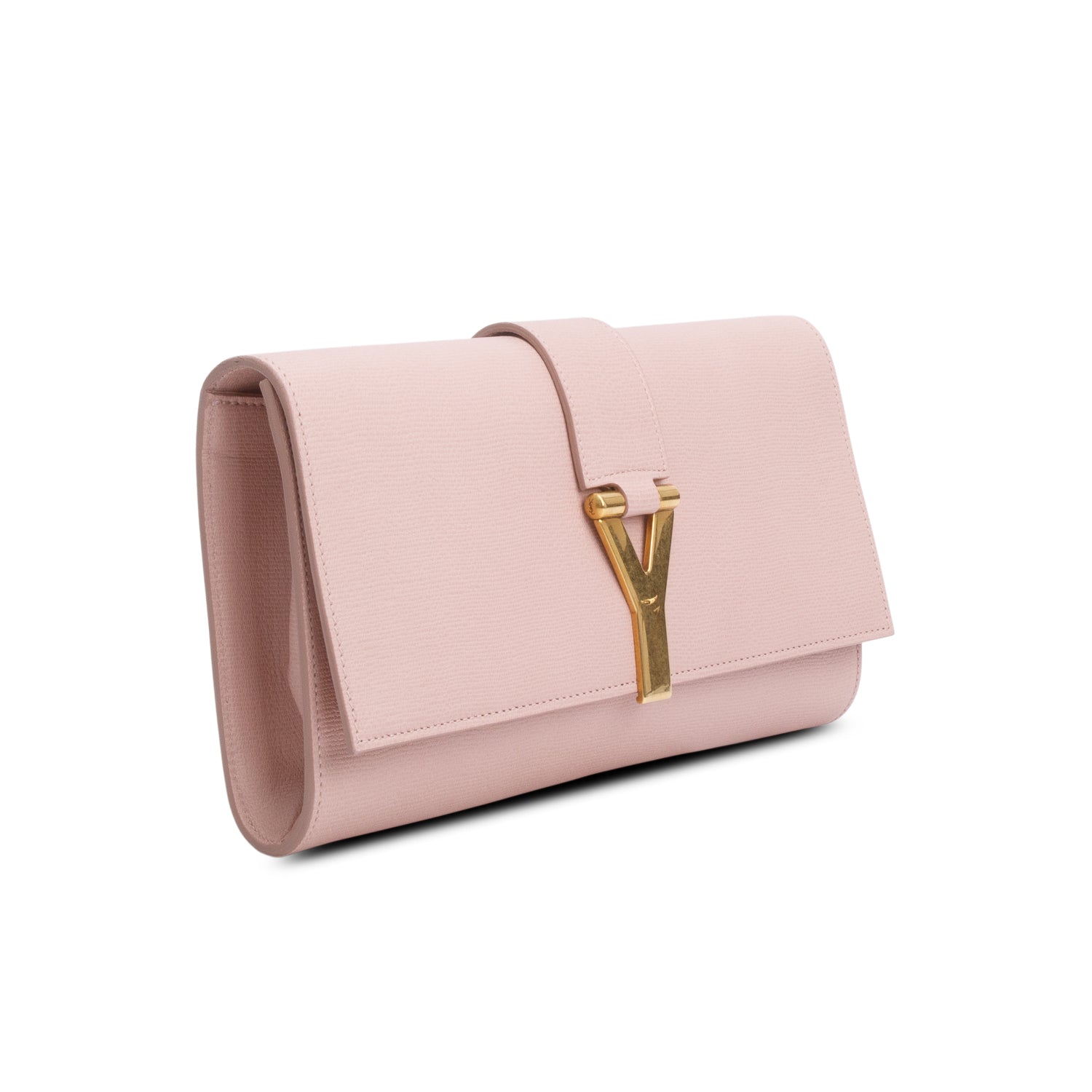Saint Laurent Pink Textured Leather Classic Y Clutch