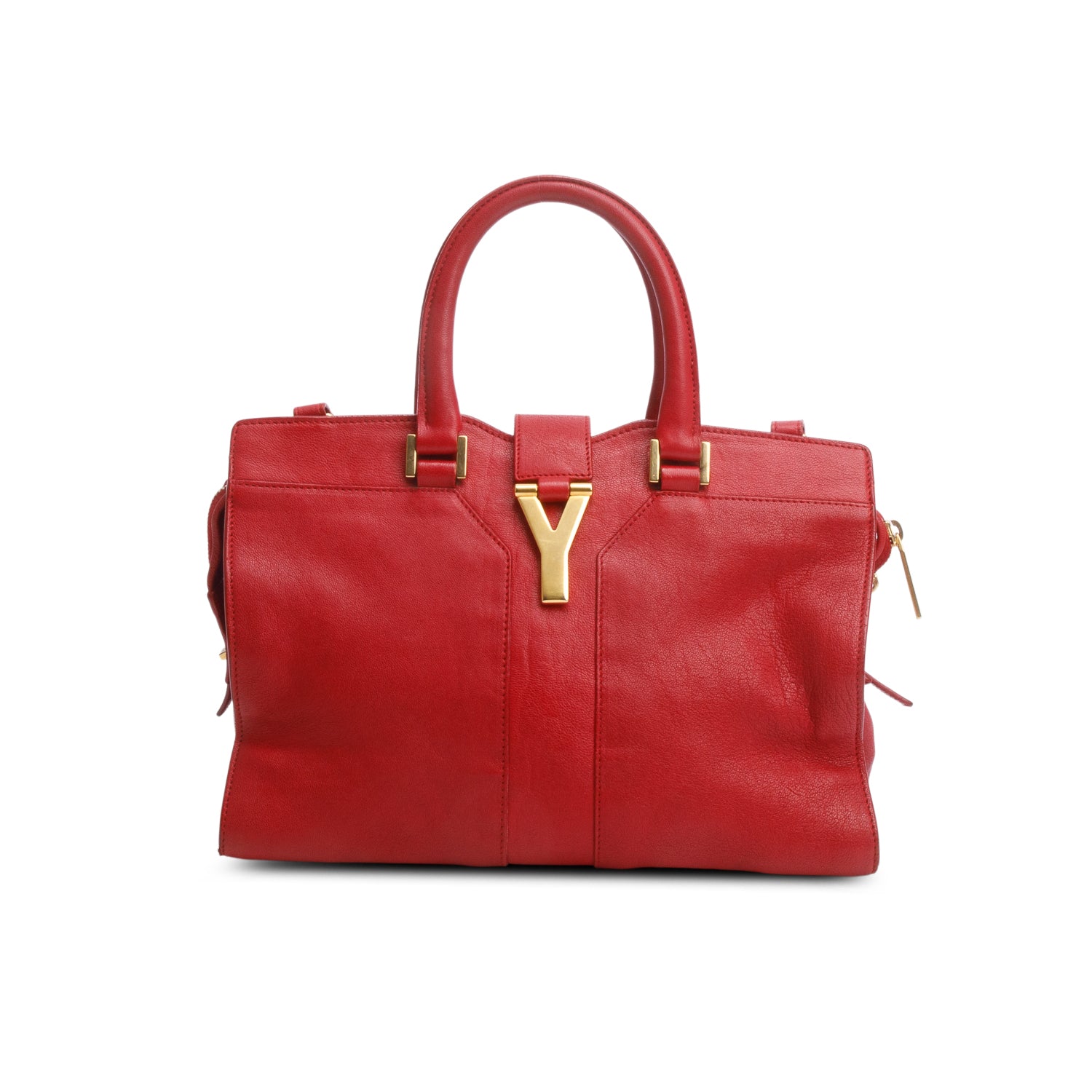 Saint Laurent Red Calfskin Small Classic Y Cabas w/ Strap