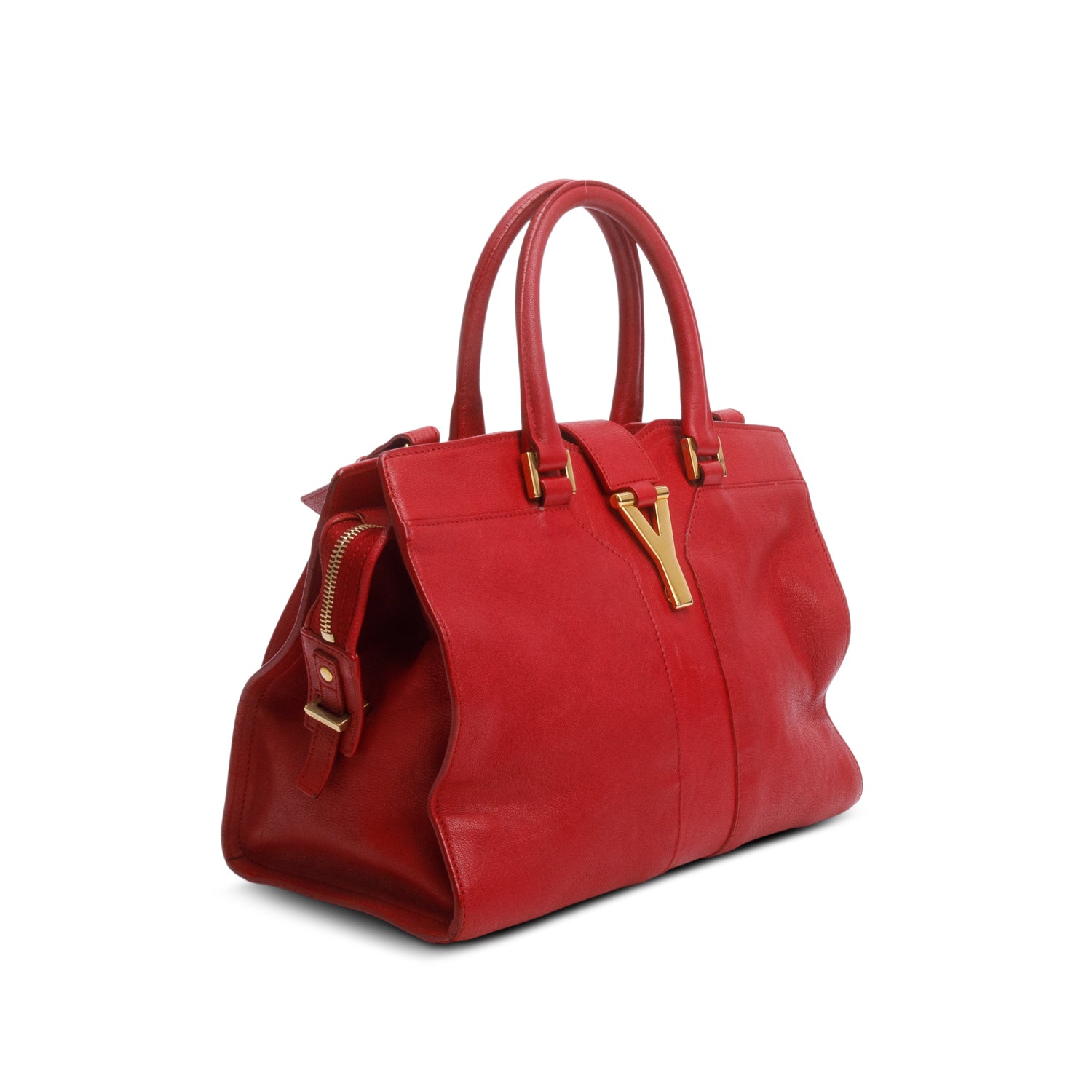 Saint Laurent Red Calfskin Small Classic Y Cabas w/ Strap
