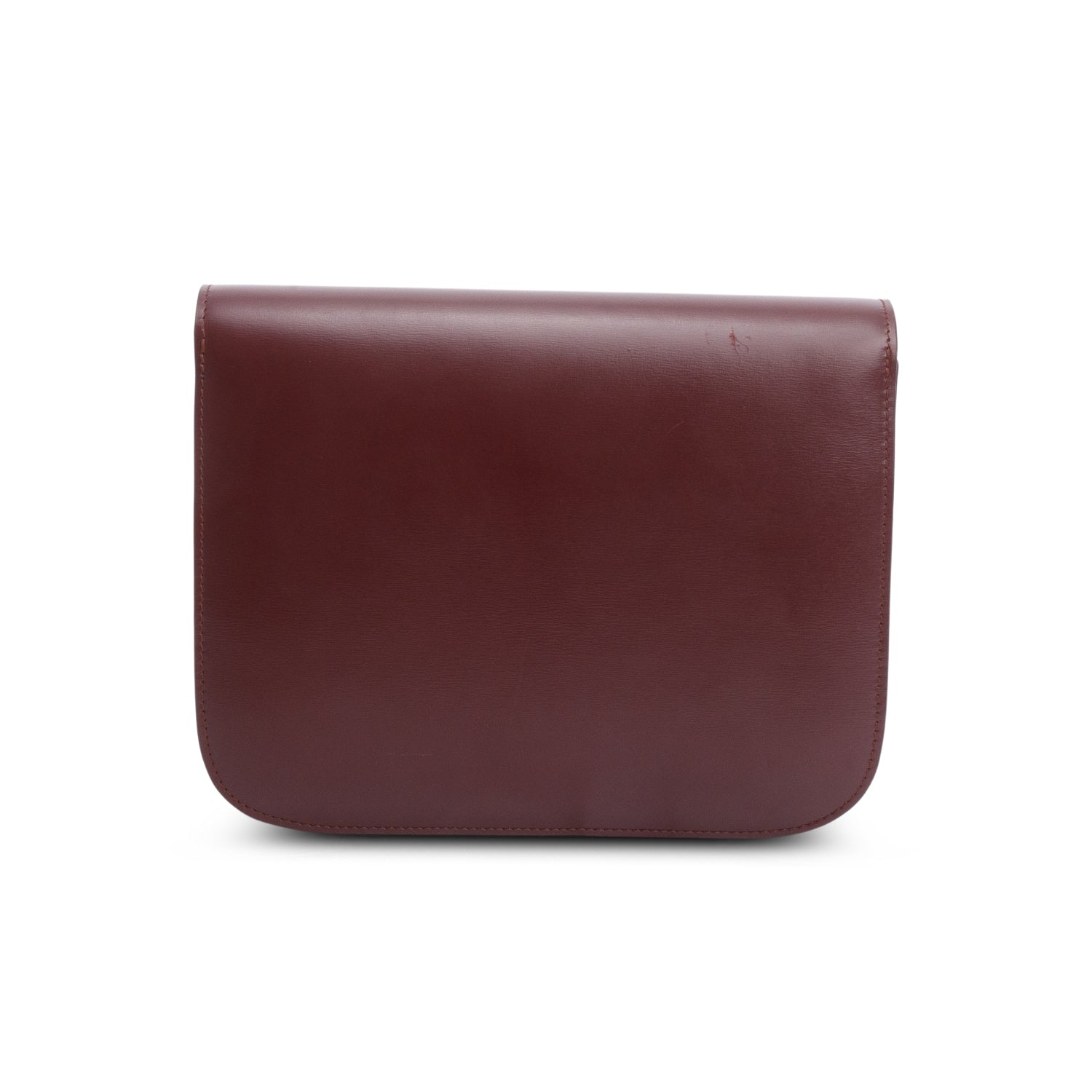 Celine Burgundy Calfskin Medium Classic Box Flap Bag w/ Strap