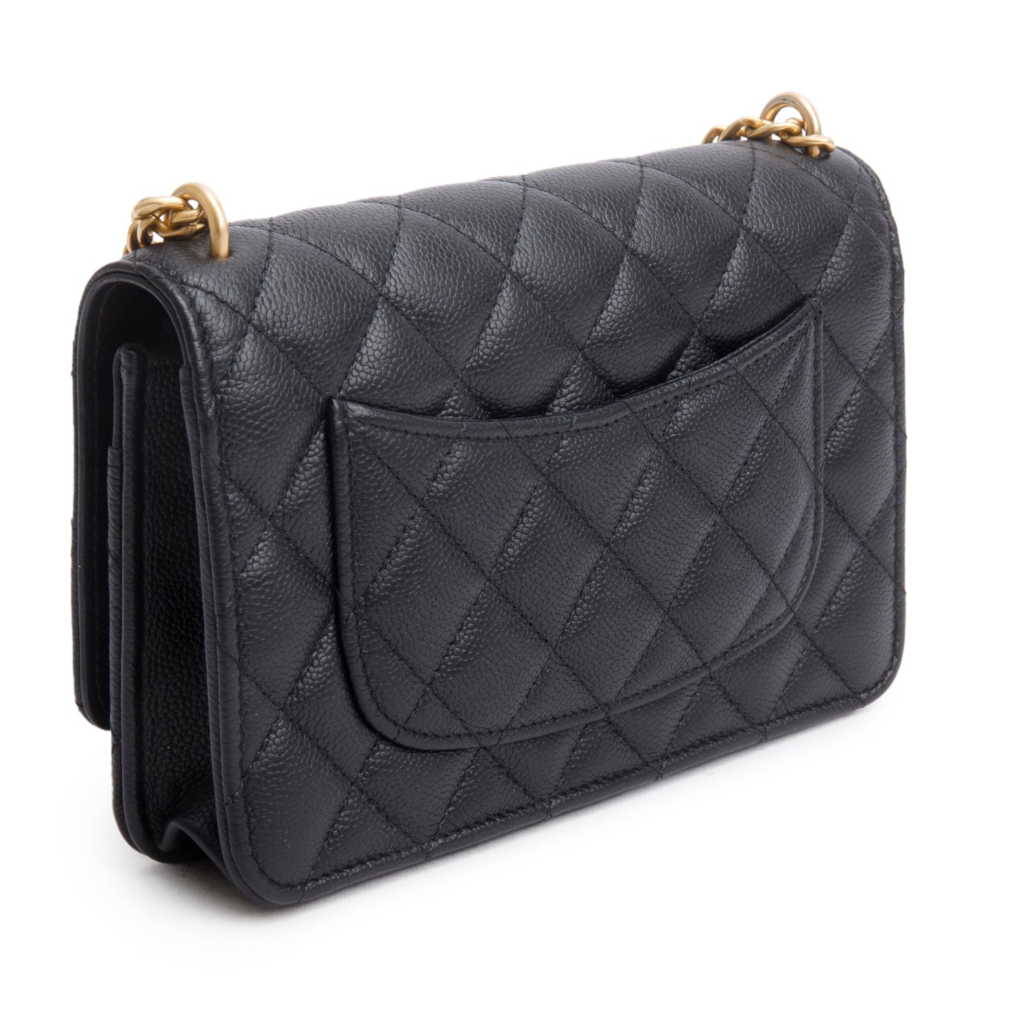 Chanel 2024 Black Quilted Caviar Leather Sweetheart CC Wallet on Chain w/ Box & Receipt