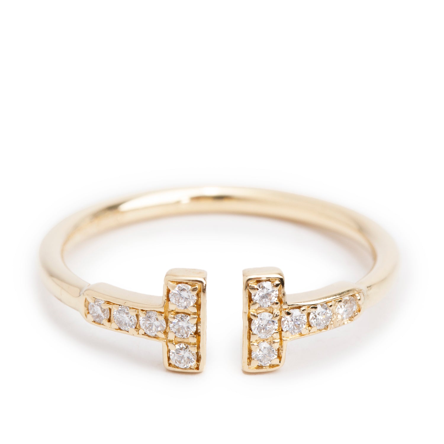 Tiffany & Co. 18k Yellow Gold T Wire Diamond Ring, Size 6.75 w/ Box
