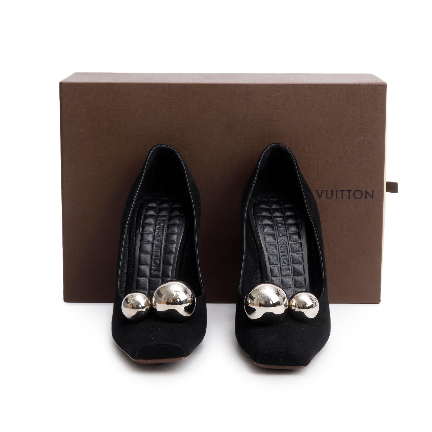 Louis Vuitton Black Suede Betty Pumps, Size 35.5 w/ Box