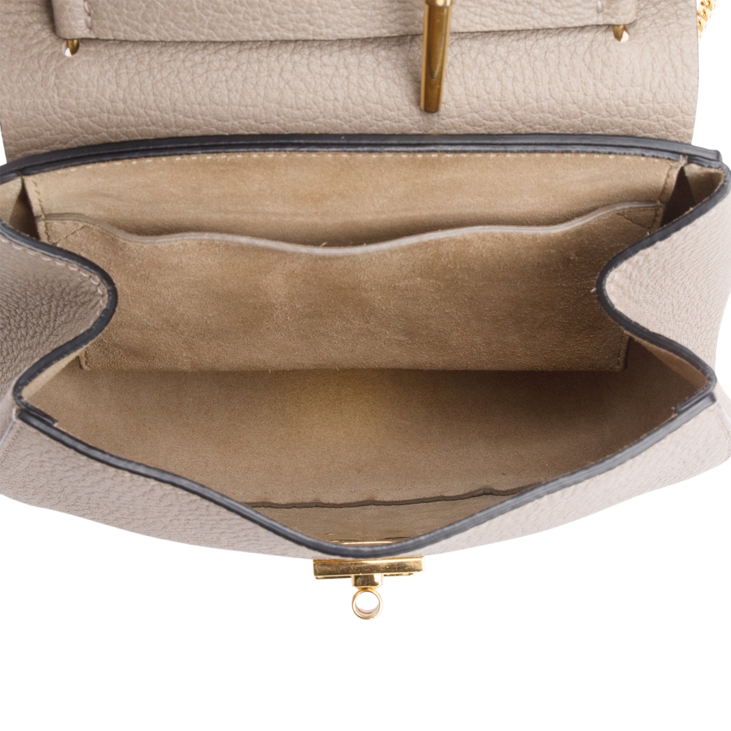 Chloe Taupe Grained Lambskin Mini Drew Shoulder Bag