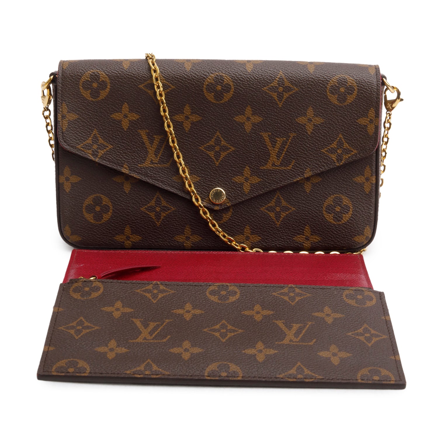 Louis Vuitton Fuschia Monogram Pochette Felicie Wallet on Chain w/ Inserts