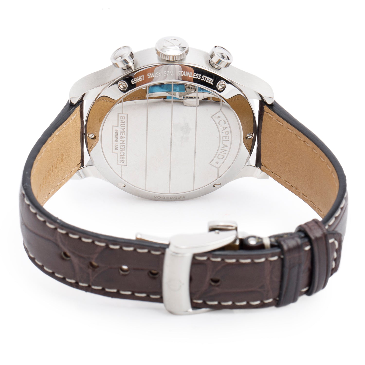 Baume & Mercier Stainless Steel Capeland 42 MM Automatic Chronograph Watch Brown Dial M0A10045w/ Box