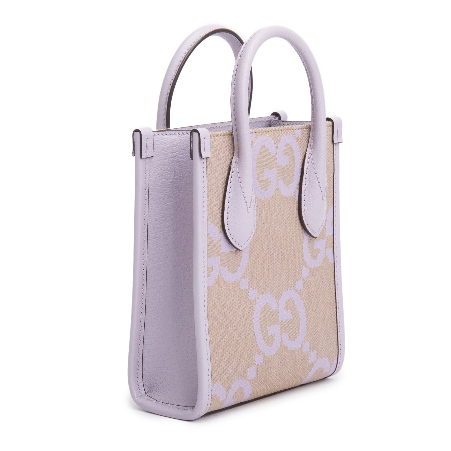 Gucci Purple Monogram Jumbo GG Textured Dollar Calfskin Mini Tote Bag w/ Strap