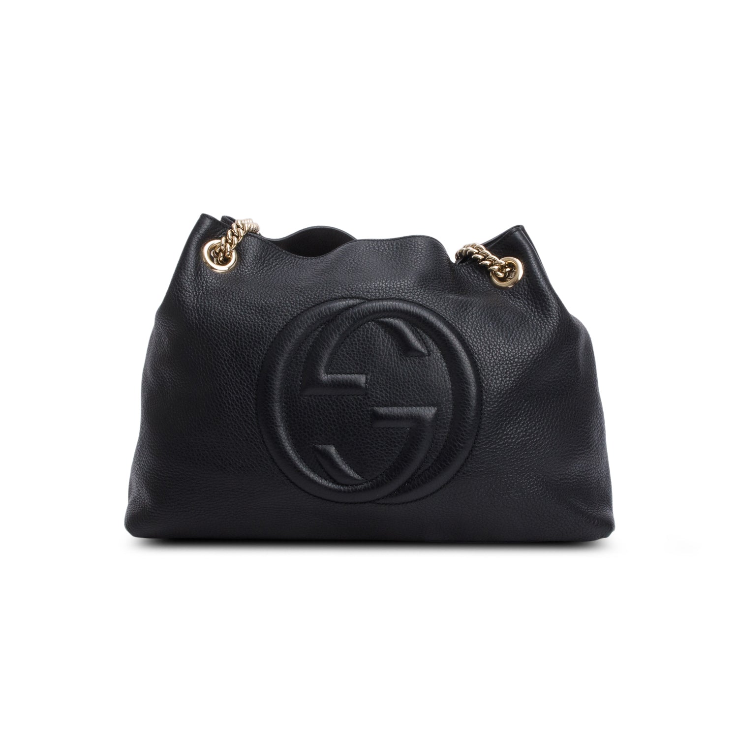 Gucci Black Grained Leather Medium Soho Chain Tote