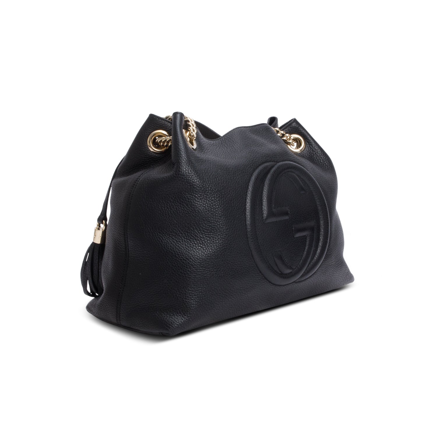 Gucci Black Grained Leather Medium Soho Chain Tote