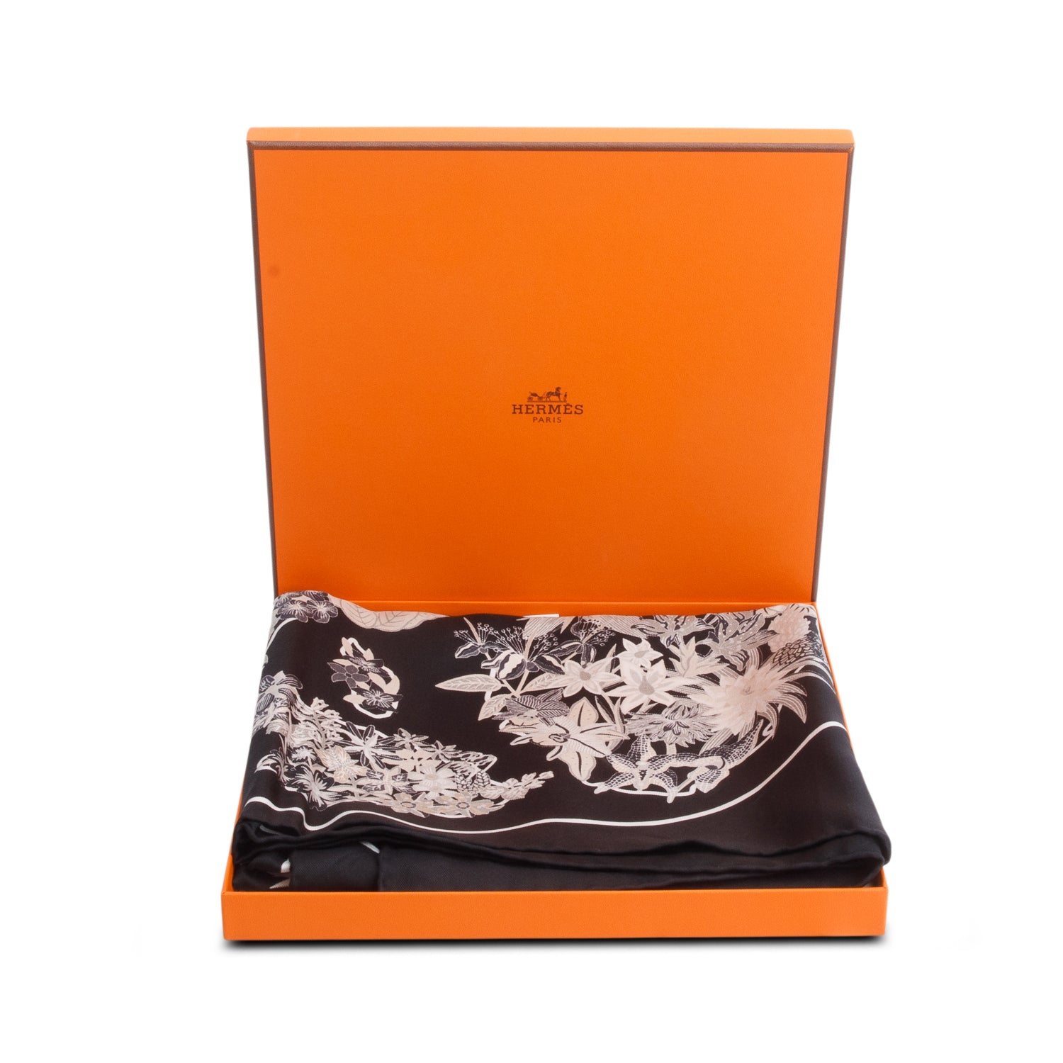Hermes Navy 'Planifeurs' Silk Scarf 90 w/ Box