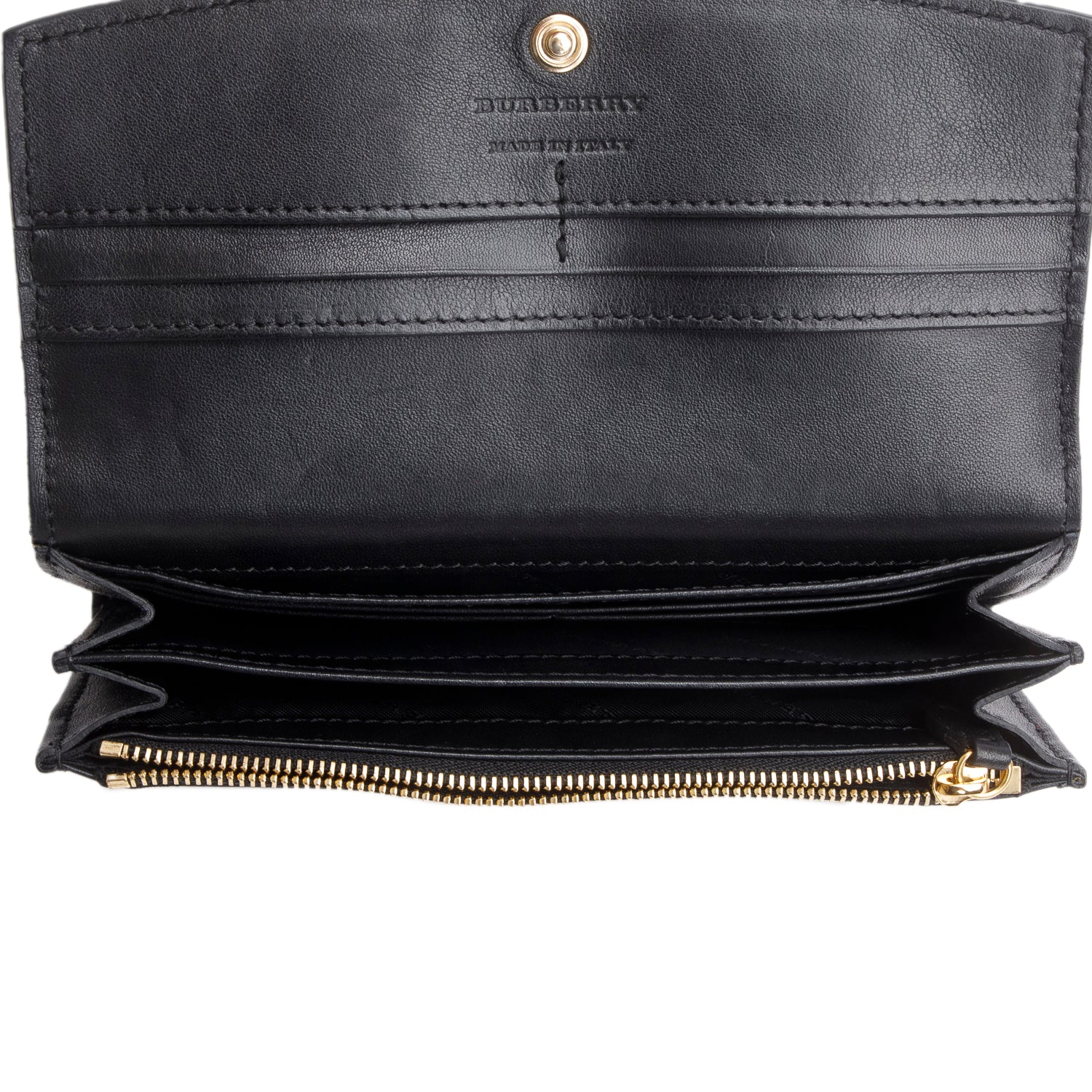 Burberry Check Canvas Black Leather Trim Porter Continental Flap Wallet