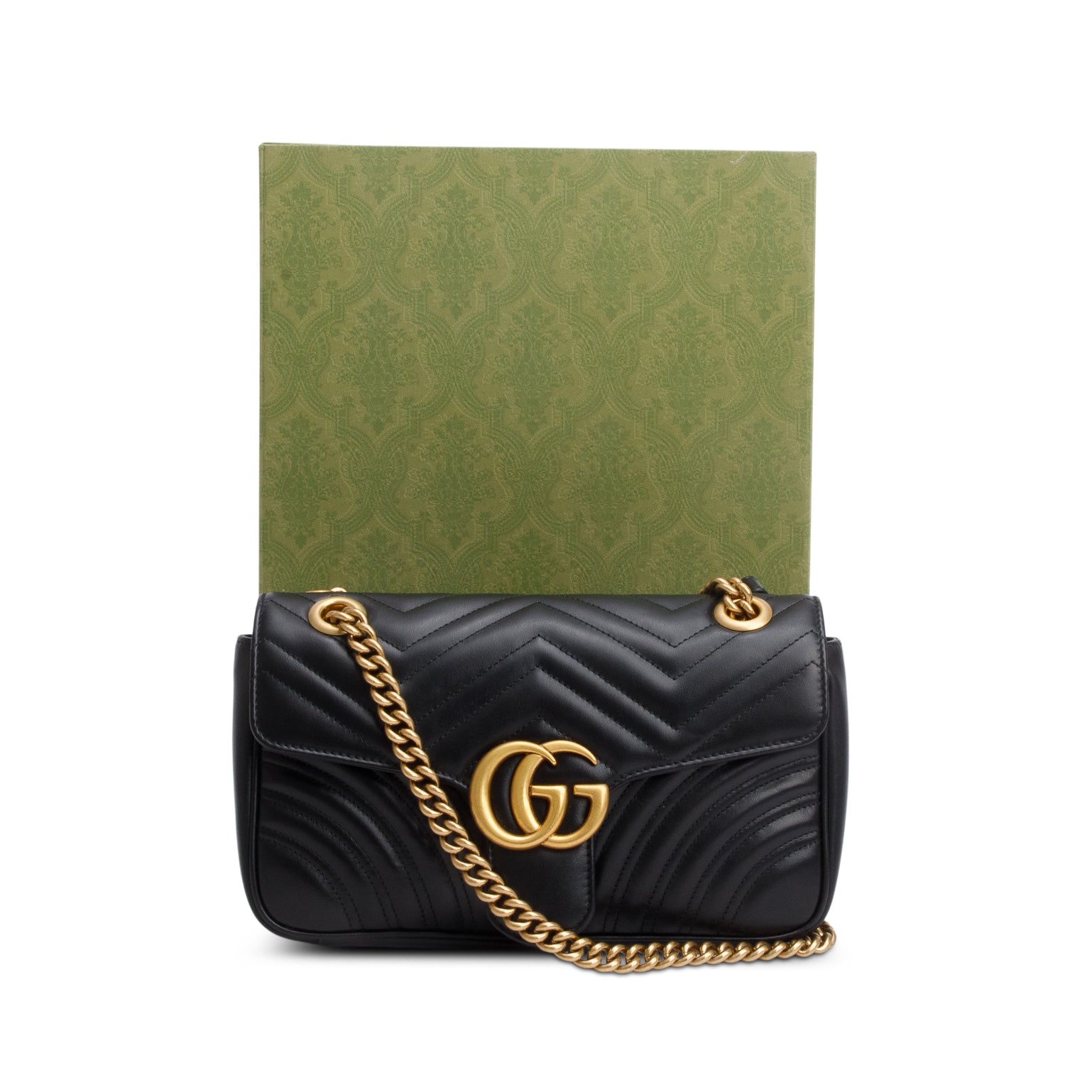 Gucci 2023 Black GG Marmont Matelasse Medium Shoulder Bag w/ Box & Receipt