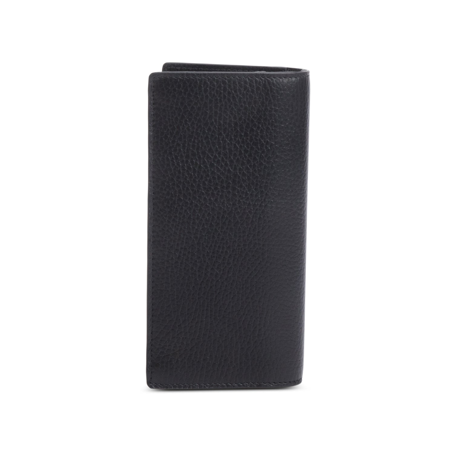 Gucci Black Grained Leather Interlocking GG Long Wallet W/ Box