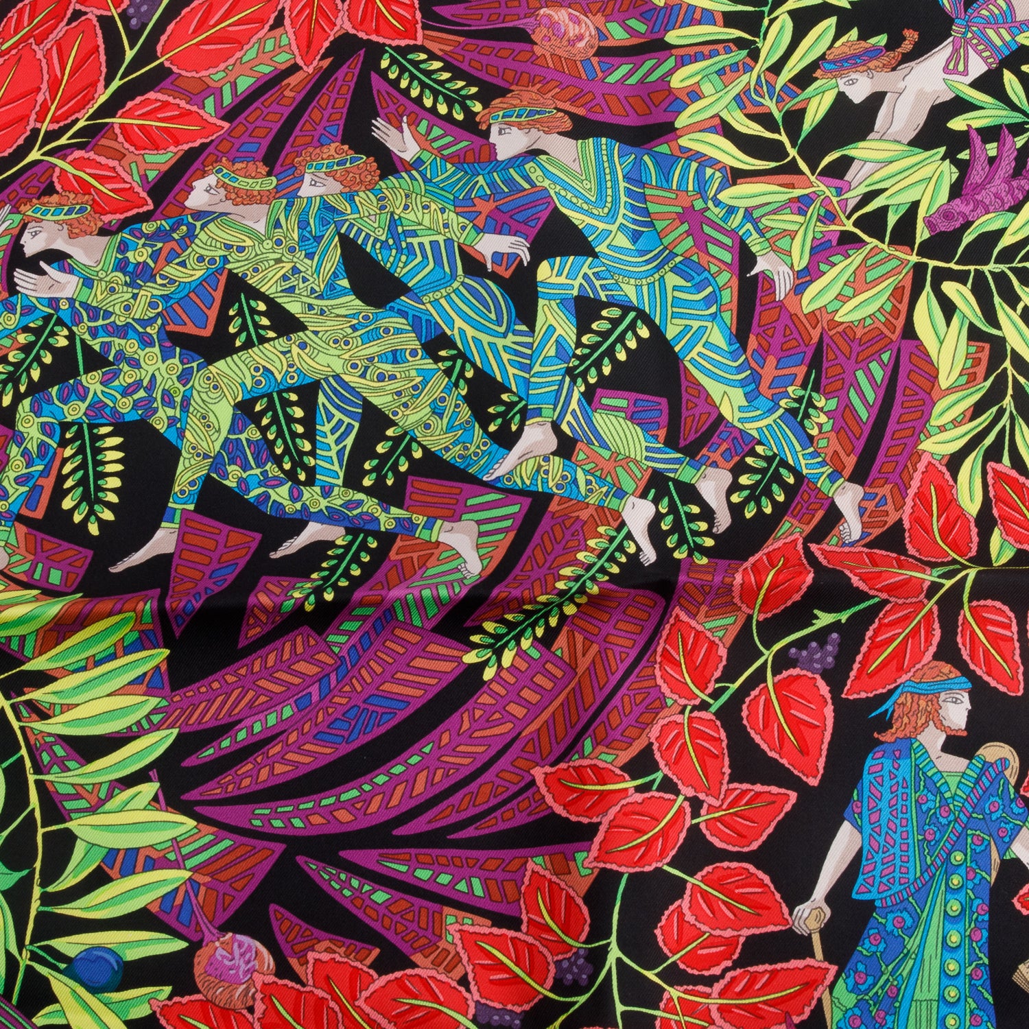 Hermes Black/Multicolor 'La Promenade de Platon' Silk Scarf 90