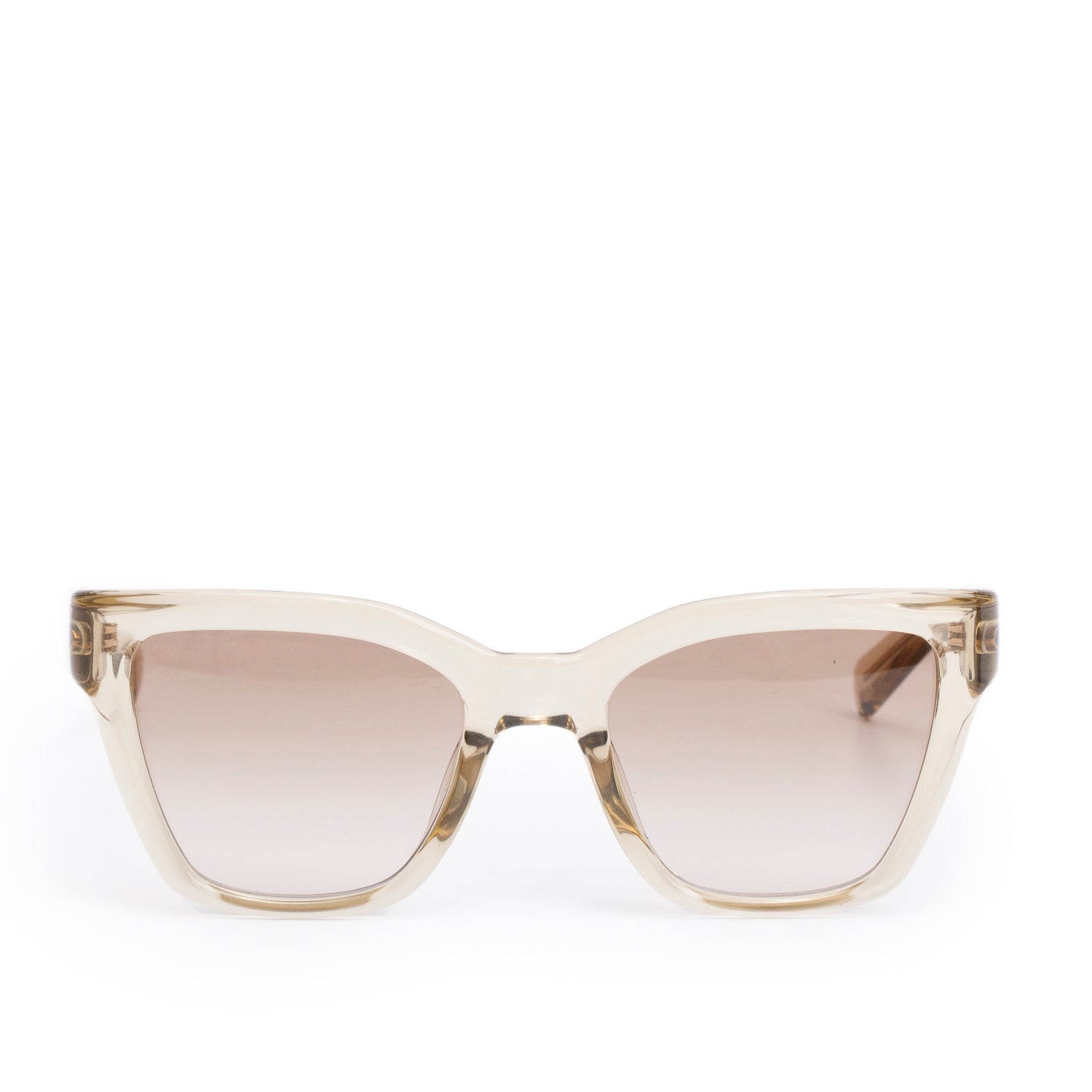 Saint Laurent Neutral Transparent Acetate Square Sunglasses w/ Case
