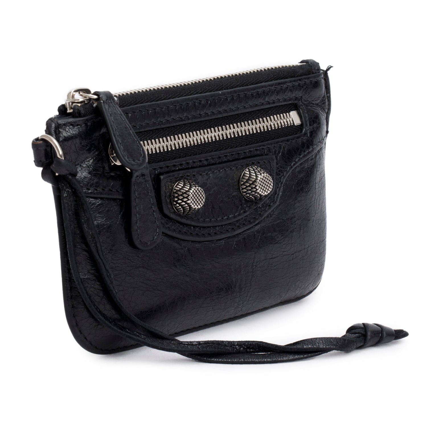 Balenciaga Black Arena Leather Le Cagole Coin Purse