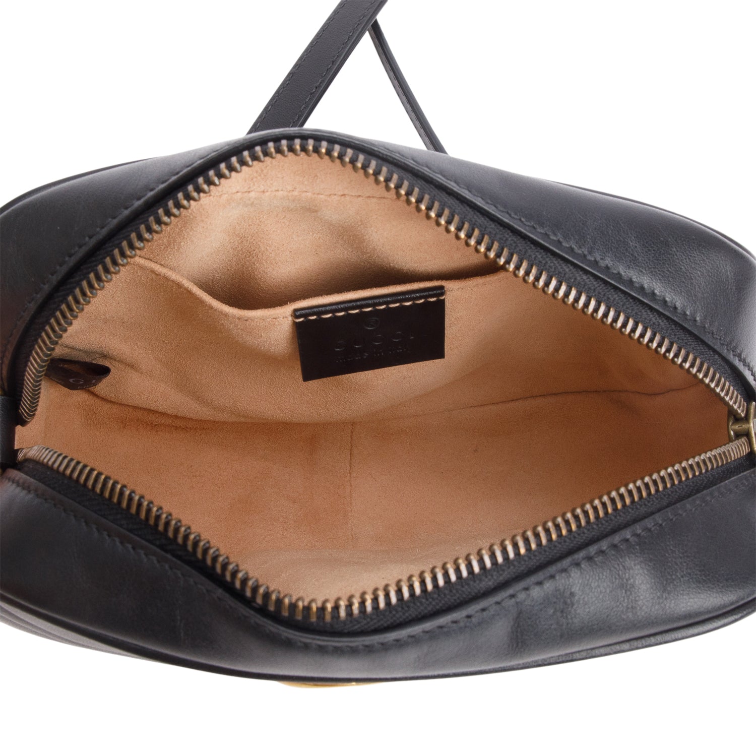 Gucci Black Calfskin Matelasse Mini GG Marmont Chain Shoulder Bag w/ Box