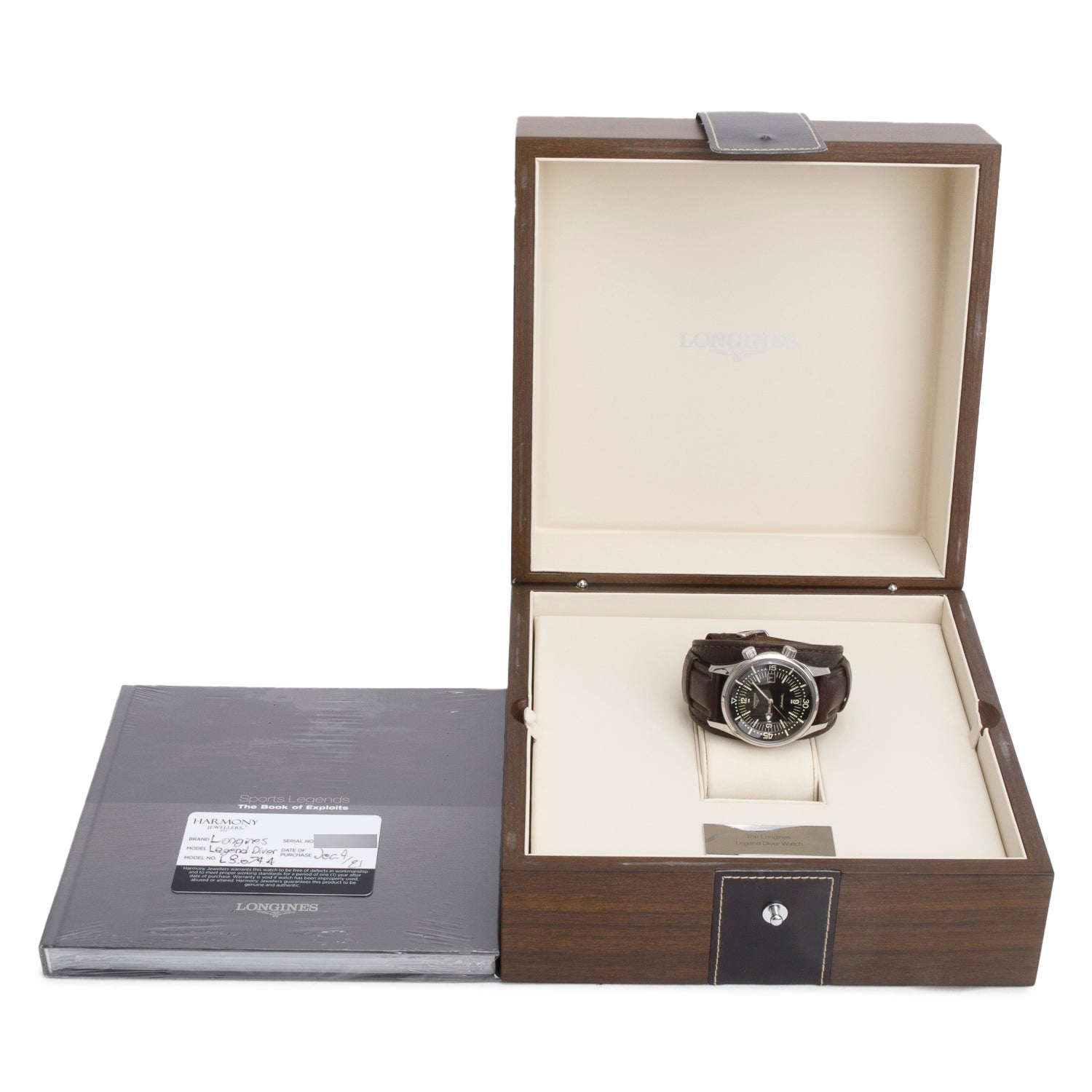 Longines Stainless Steel Legend Diver 42 MM Automatic Watch Black Dial w/ Box & Papers