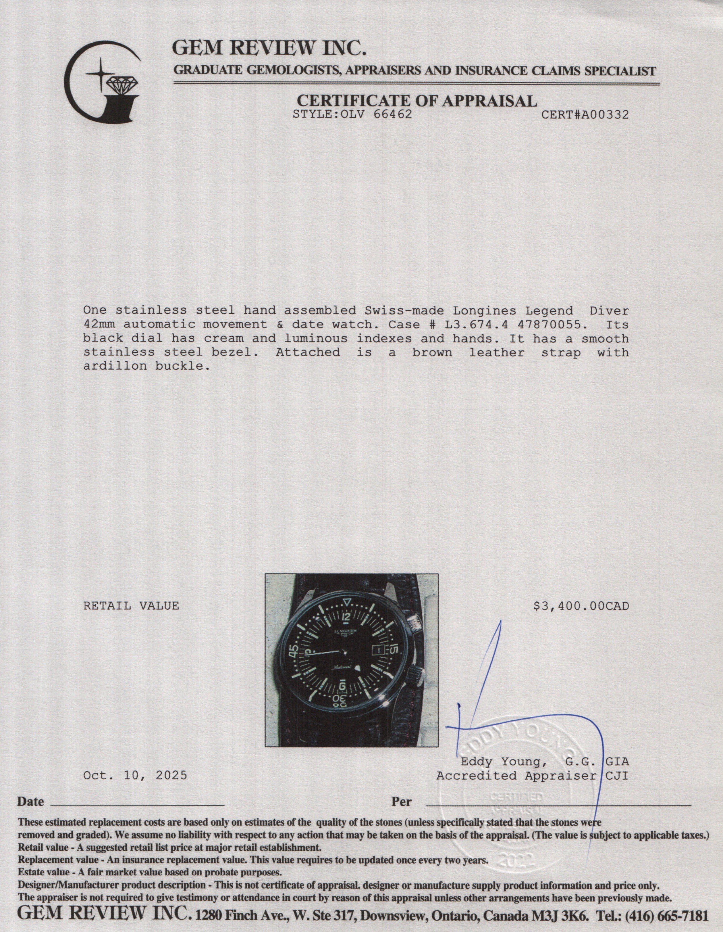 Longines Stainless Steel Legend Diver 42 MM Automatic Watch Black Dial w/ Box & Papers