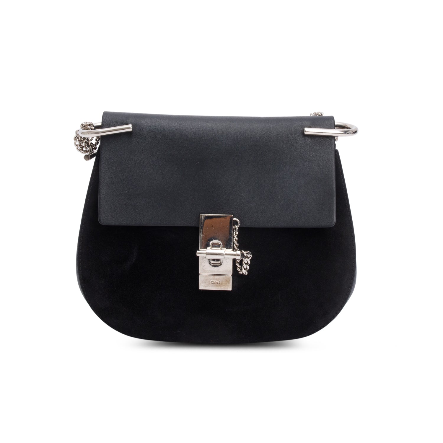 Chloe Black Grained Lambskin Medium Drew Shoulder Bag