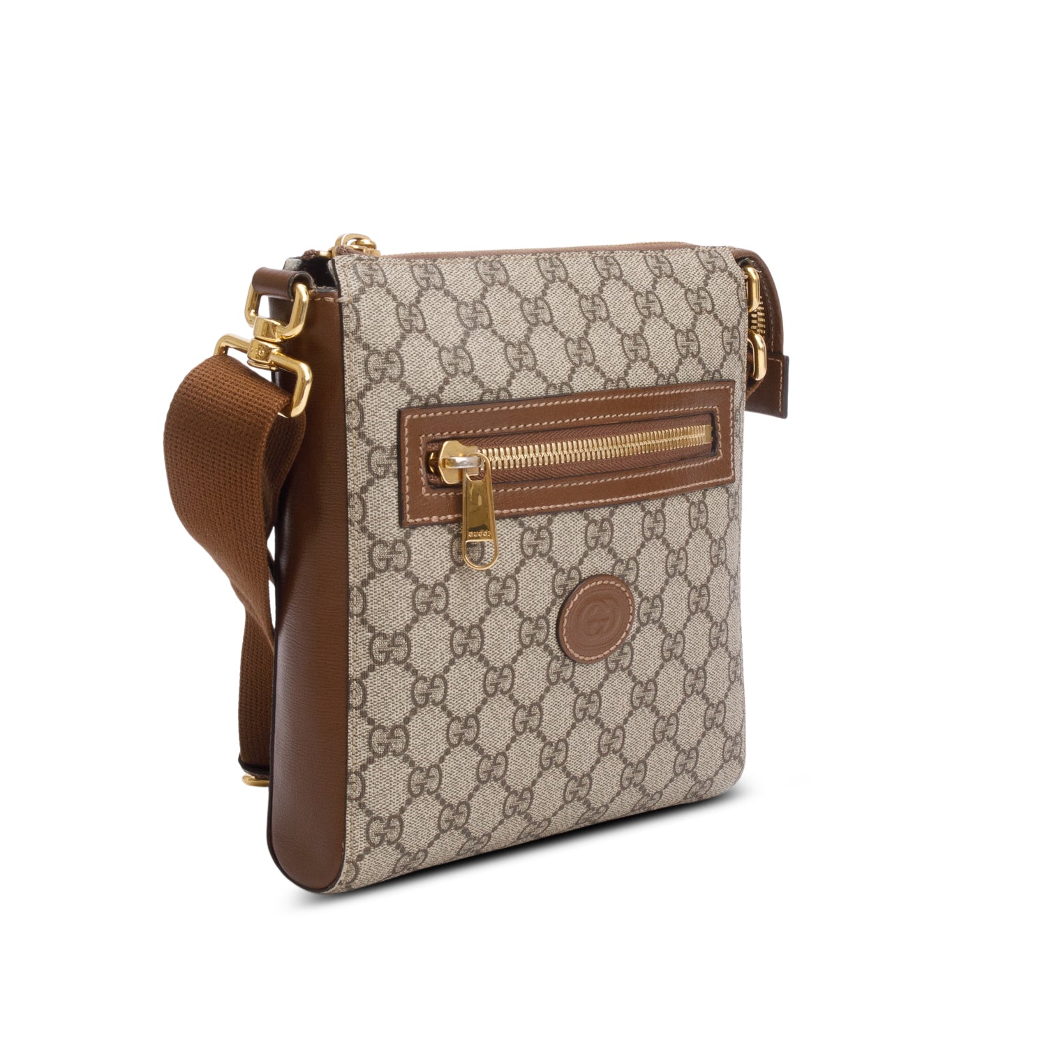 Gucci GG Supreme Monogram Azalea Calfskin Retro Interlocking G Messenger Bag